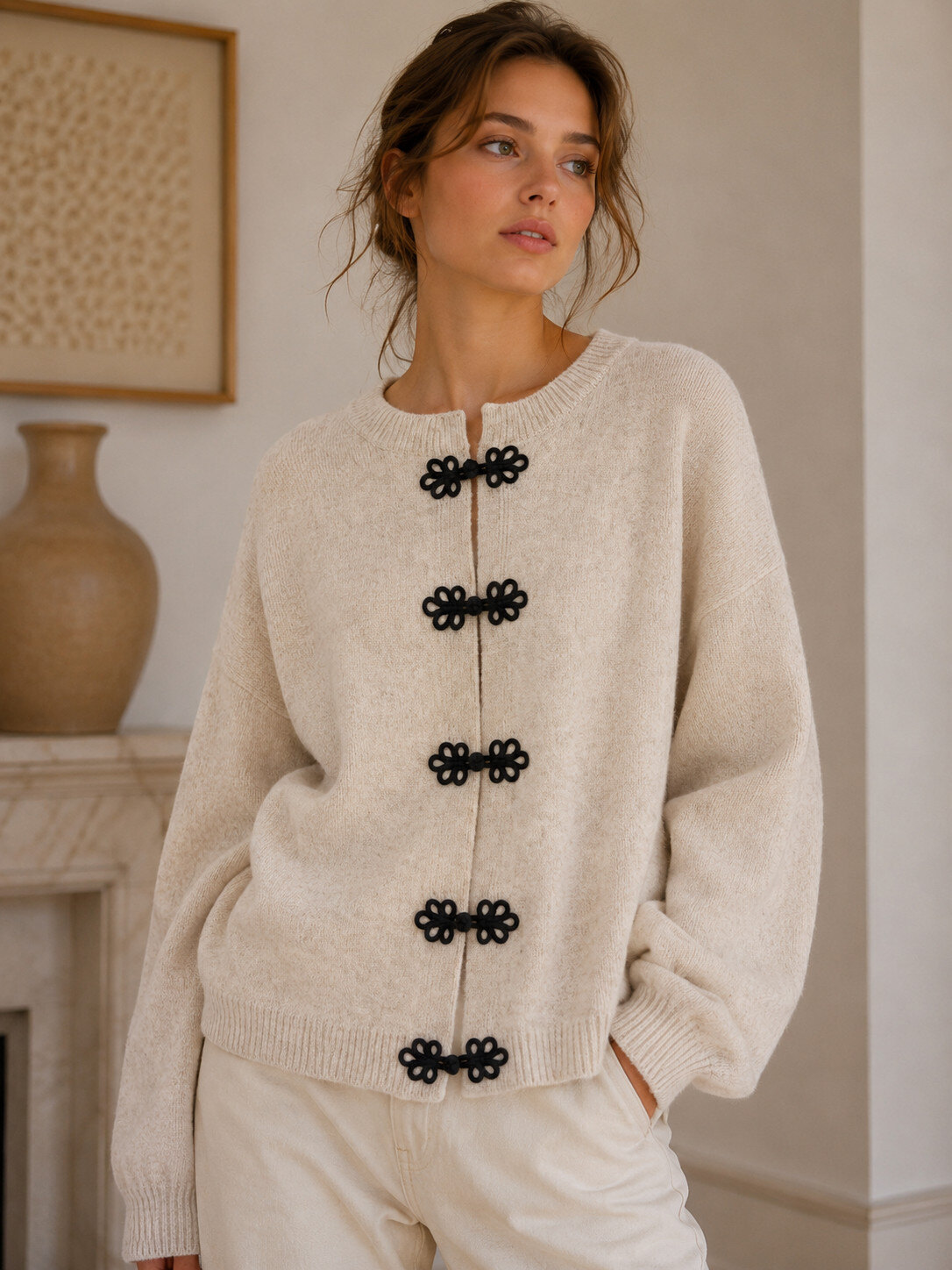 Grossiste Jolio & Co - Gilet maille à boutons chinois