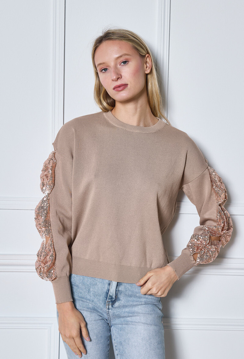 Wholesaler Jolio & Co - Sequin sleeve sweater
