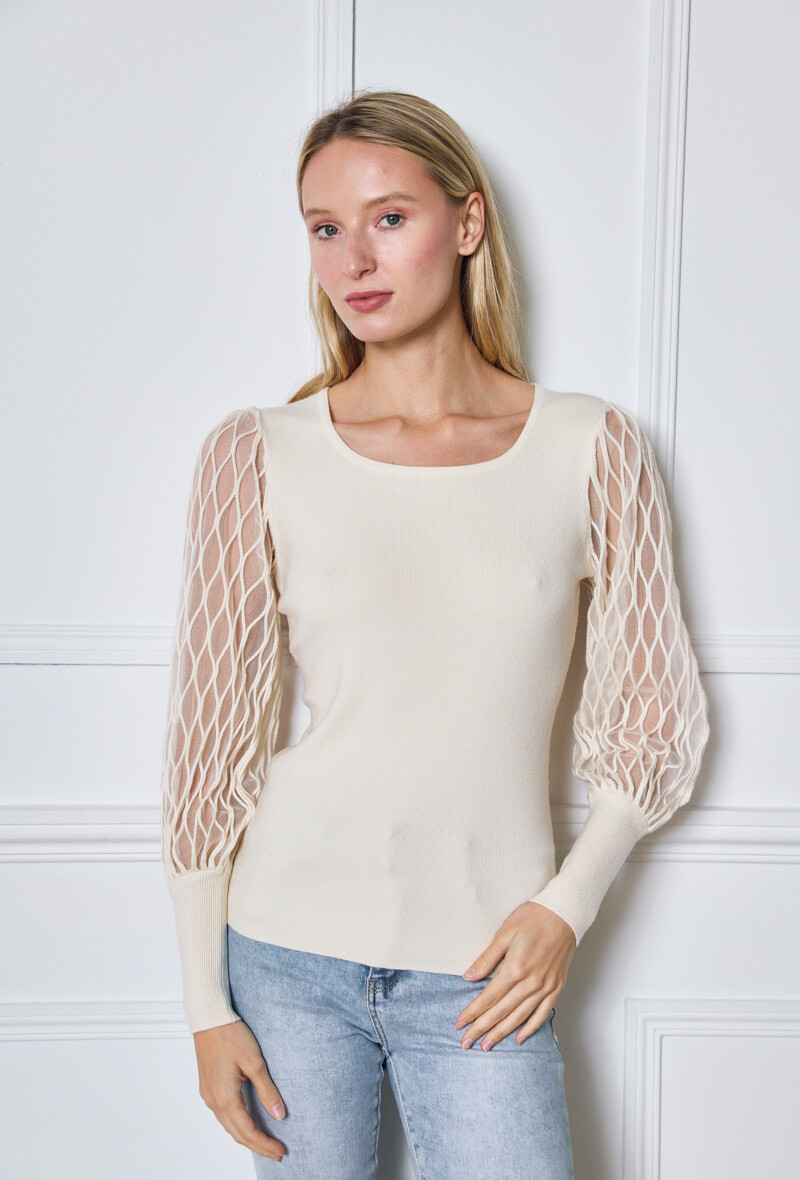 Wholesaler Jolio & Co - Sweater with transparent sleeves
