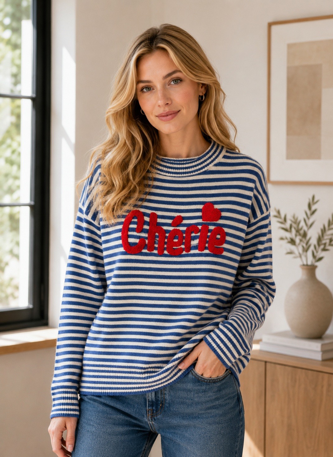 Grossiste Jolio & Co - Pull rayé brodé CHERIE