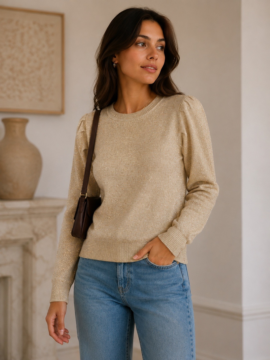 Wholesaler Jolio & Co - Sweater with puffed shoulders