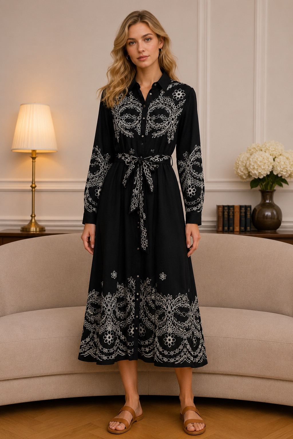 Grossiste Jolio & Co - Robe brodée manches longues