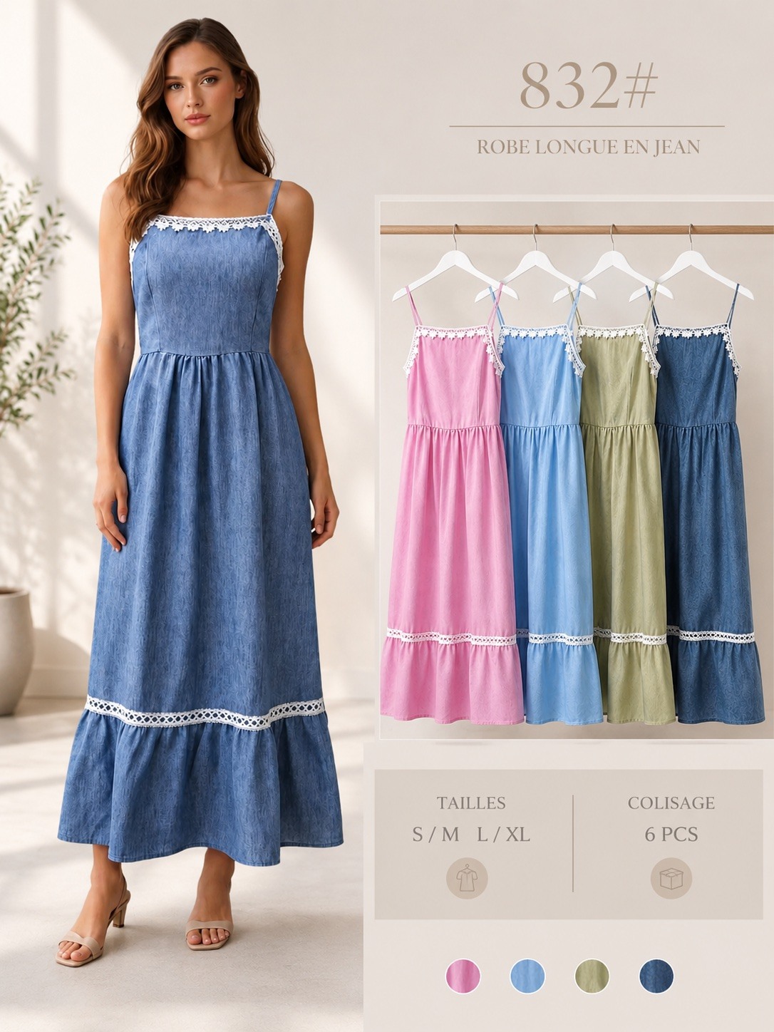 Grossiste Jolio & Co - Robe longue fine bretelle