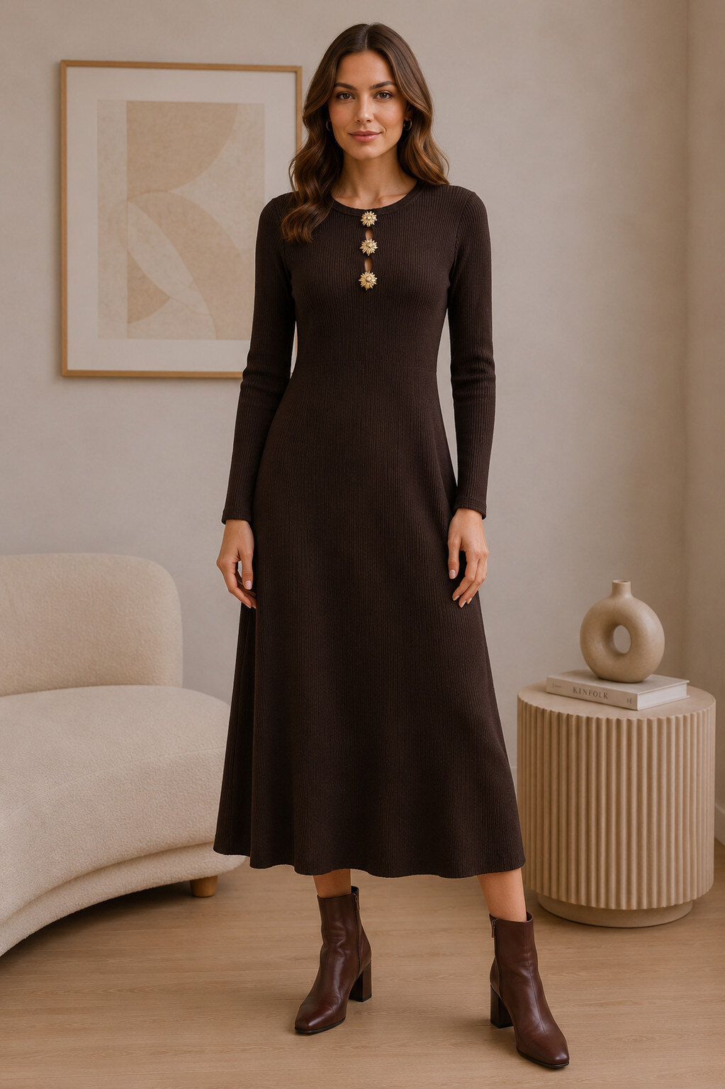 Wholesaler Jolio & Co - Long dress with golden buttons