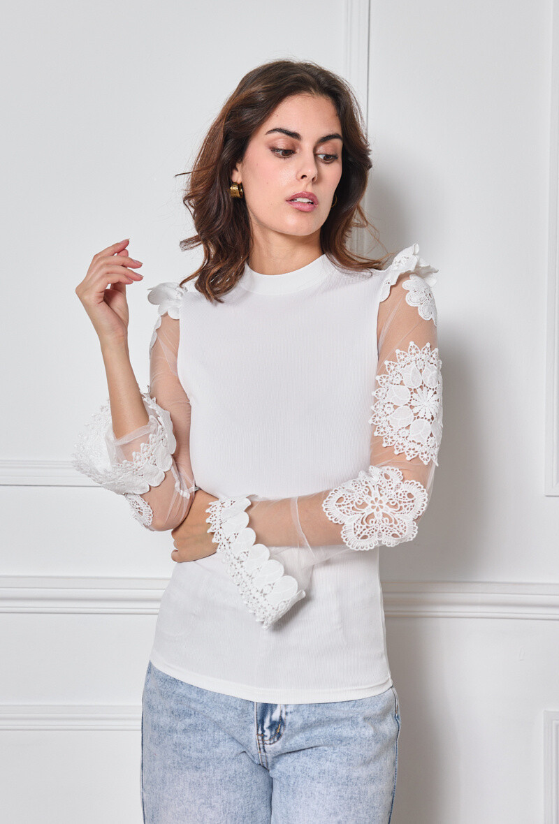 Wholesaler Jolio & Co - Lace sleeve top