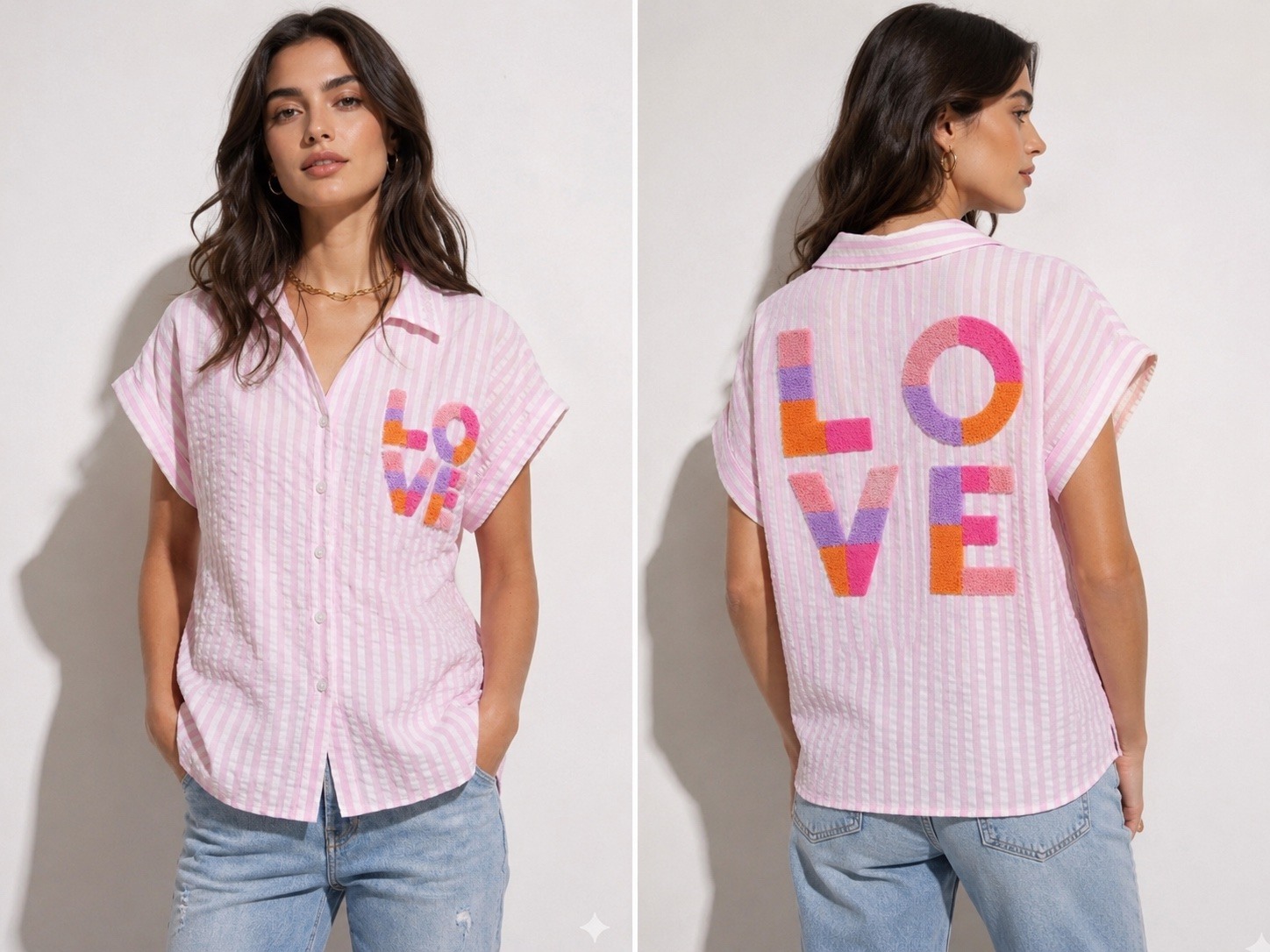 Mayorista Jolio & Co - Blusa a rayas con bordado love