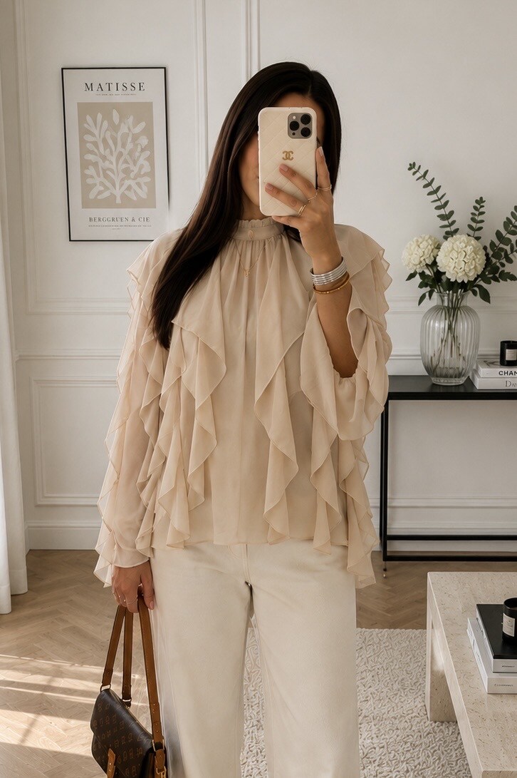 Grossista Jolio & Co - Blusa a maniche lunghe con volant