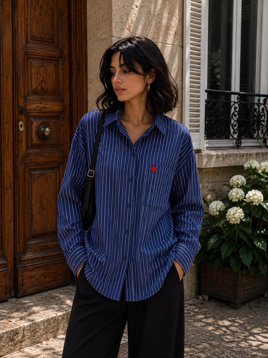 Wholesaler Jolio & Co - Striped shirt with embroidered heart