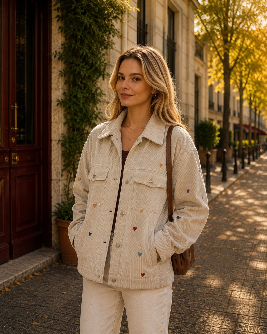 Wholesaler Jolio & Co - Velvet jacket embroidered with hearts