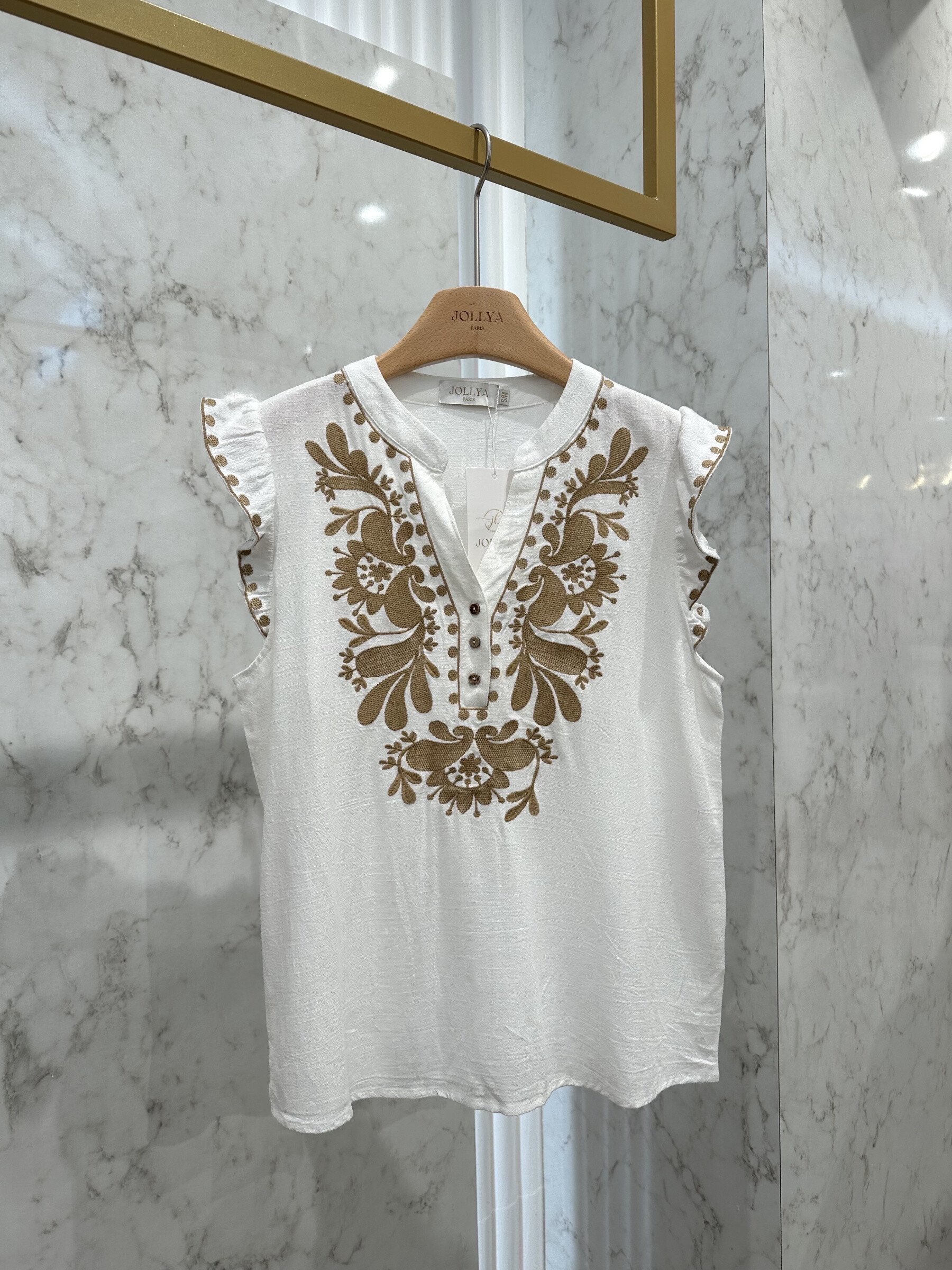 Großhändler JOLLYA - Hohe Stickerei in V -Neck