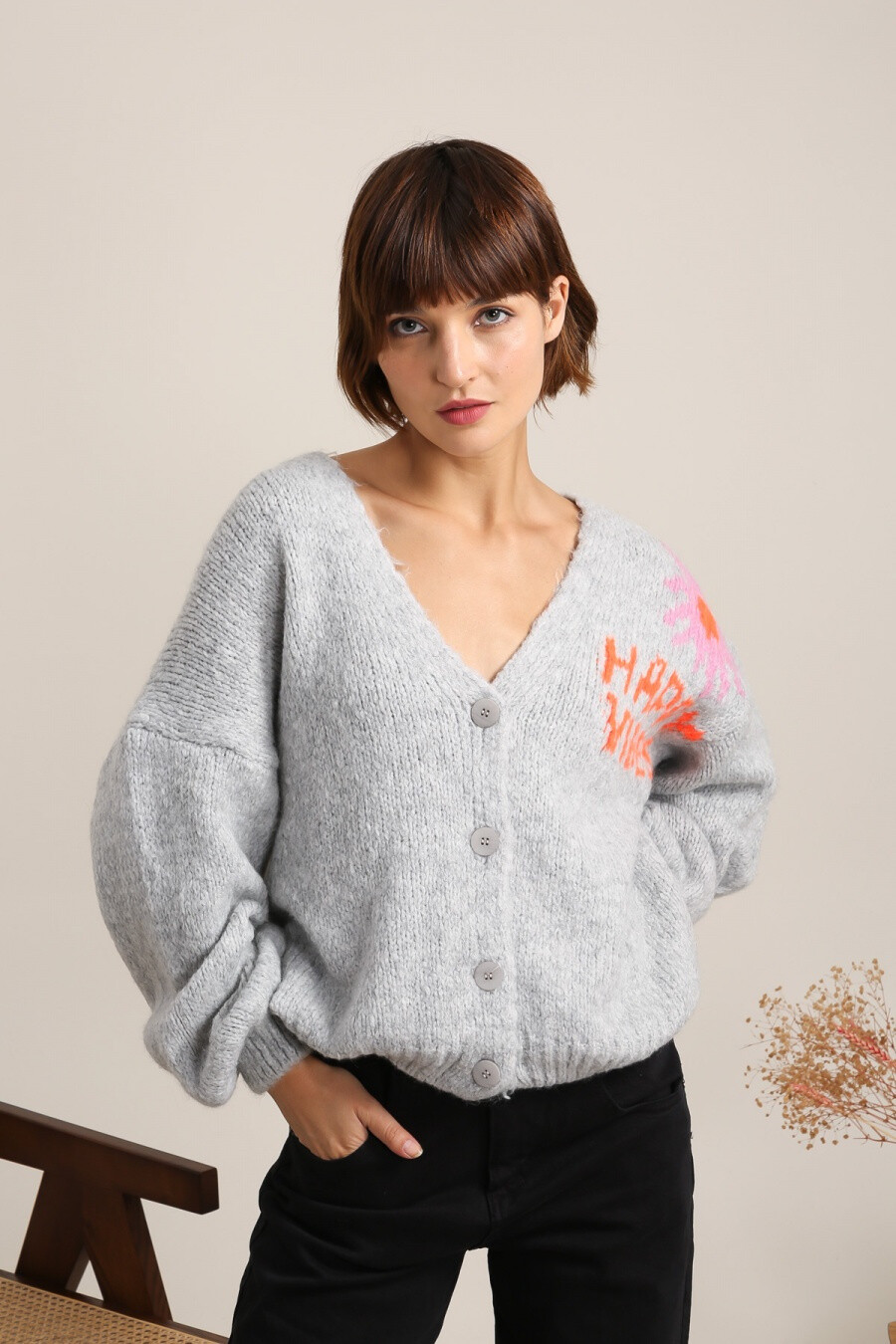 Wholesaler Jöwell - Happy Vibes Knitted Vest
