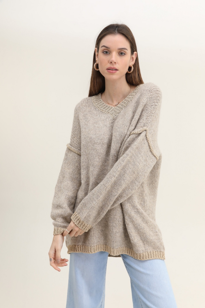 Grossiste Jöwell - Pull oversize col doré