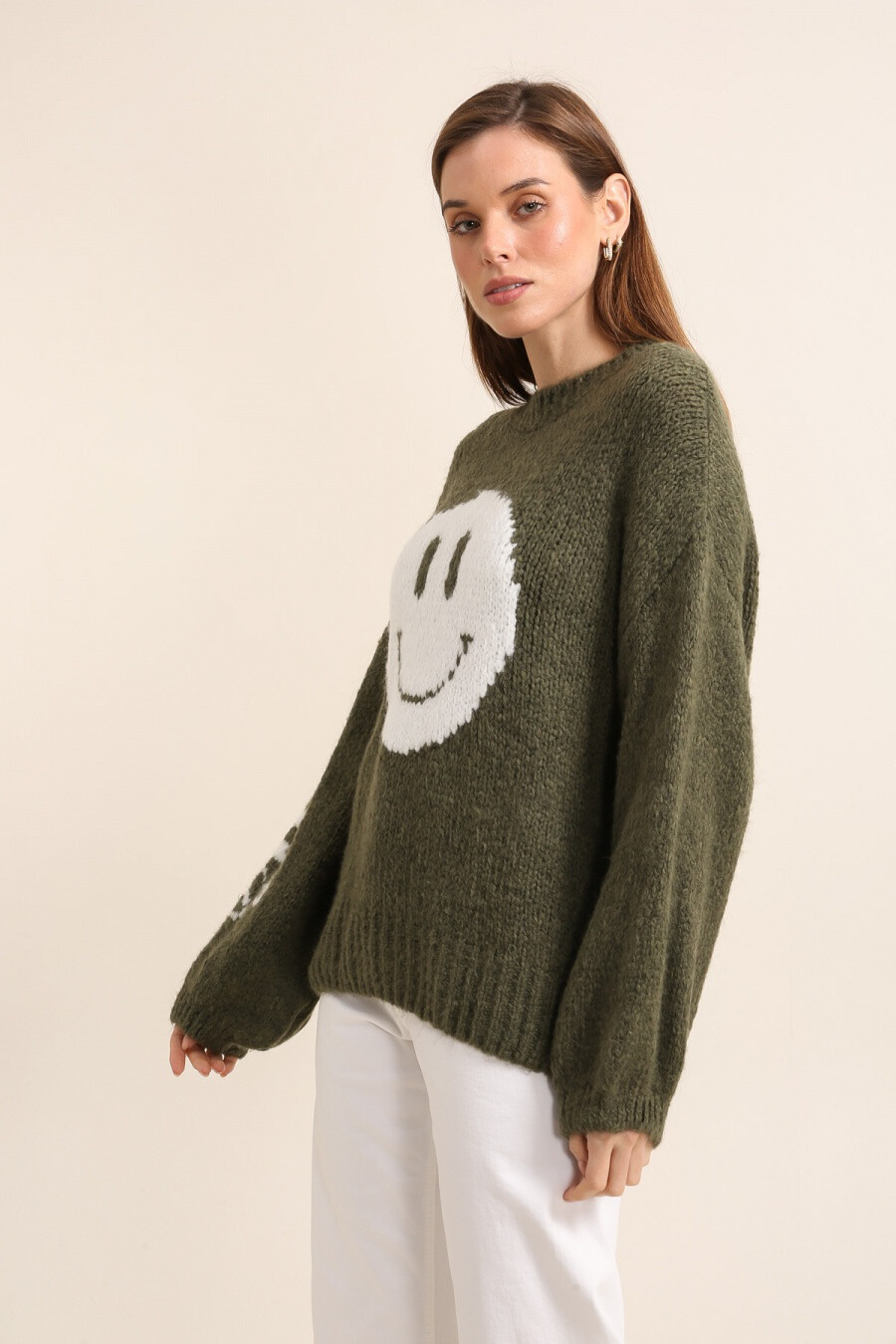 Wholesaler Jöwell - Knitted sweater with Smile inscription
