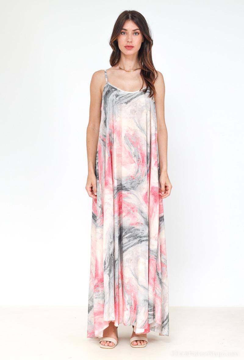 Wholesaler Jöwell - Maxi flared tie and die dress