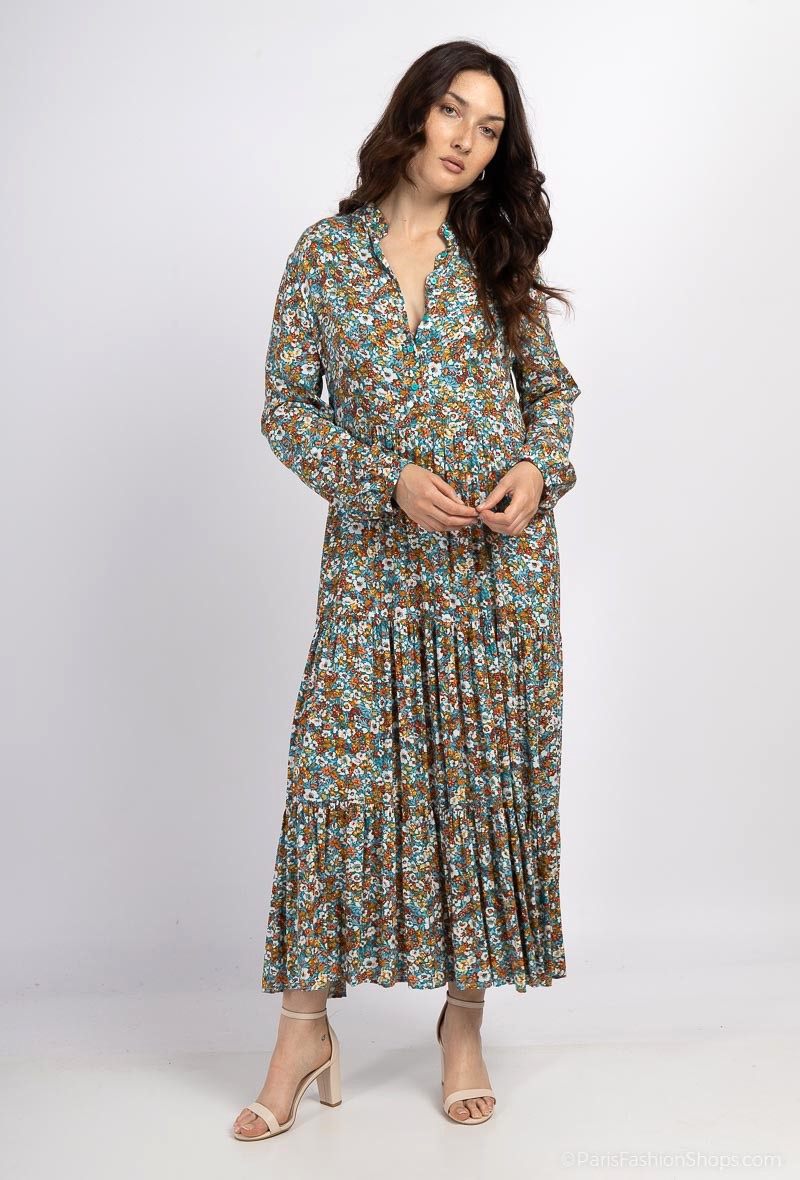 Wholesaler Jöwell - Flowers printed maxi dress