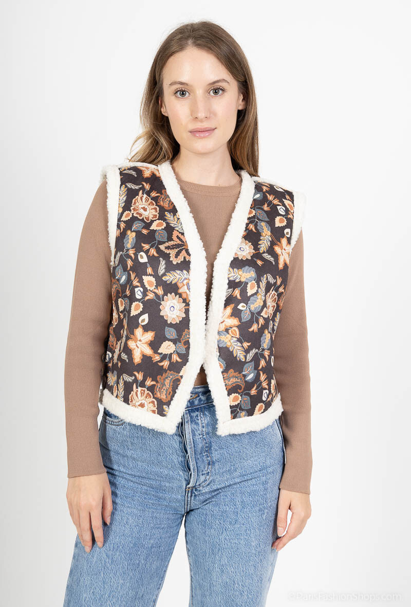 Wholesaler Jöwell - Printed fleece sleeveless jacket