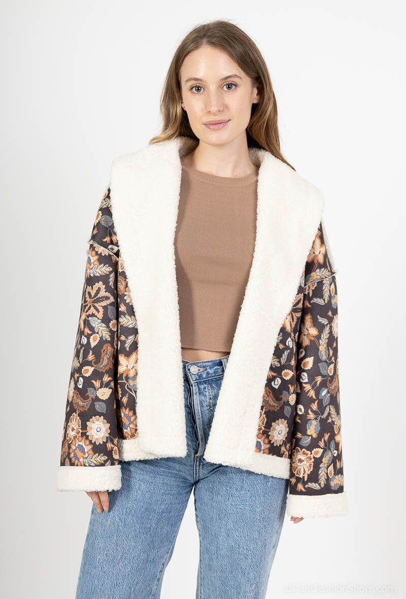 Wholesaler Jöwell - Printed and sheepskin suede jacket