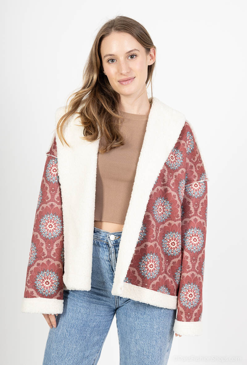 Wholesaler Jöwell - Printed and sheepskin suede jacket