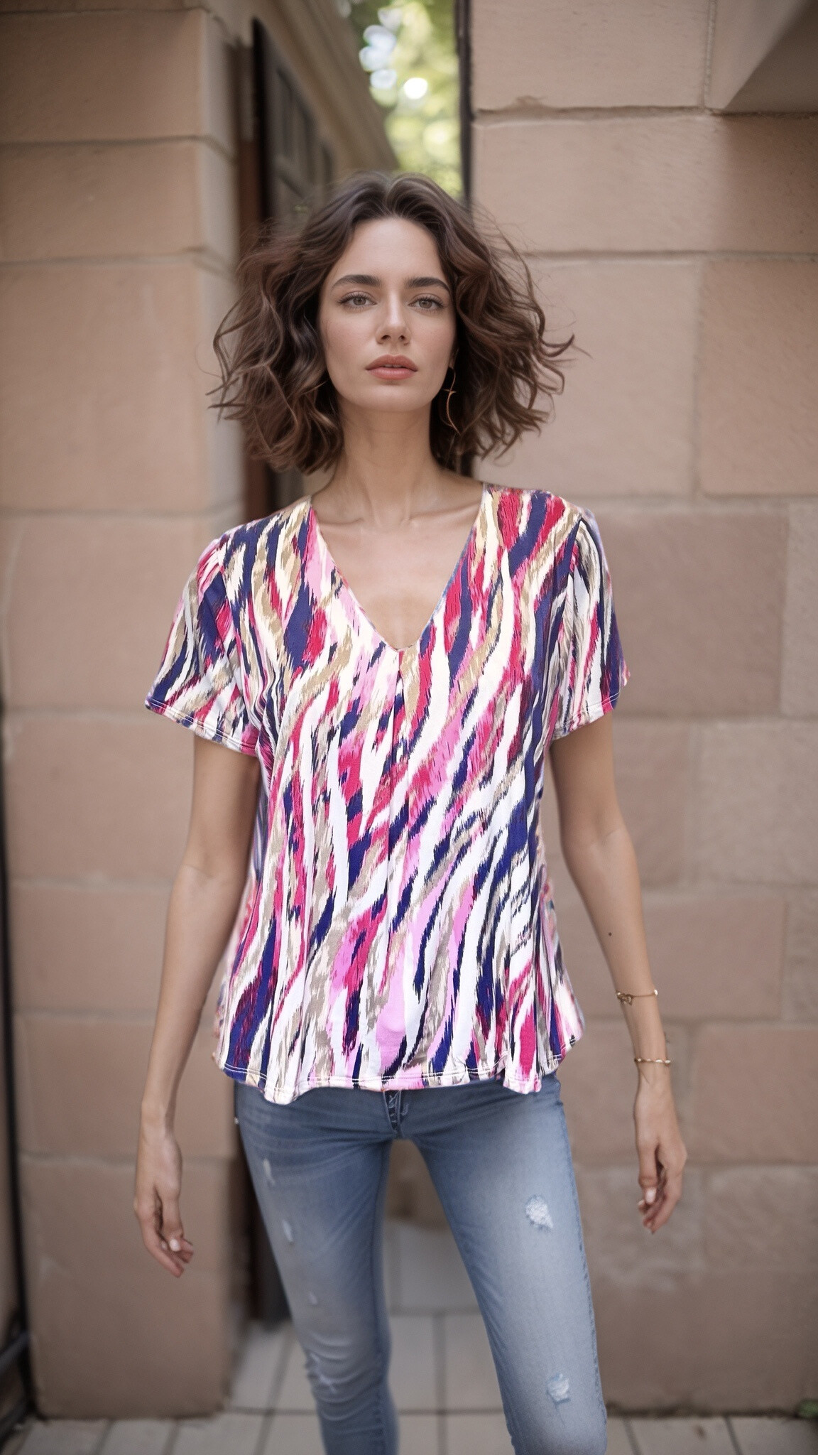 Wholesaler Joy's - Patterned stretch blouse