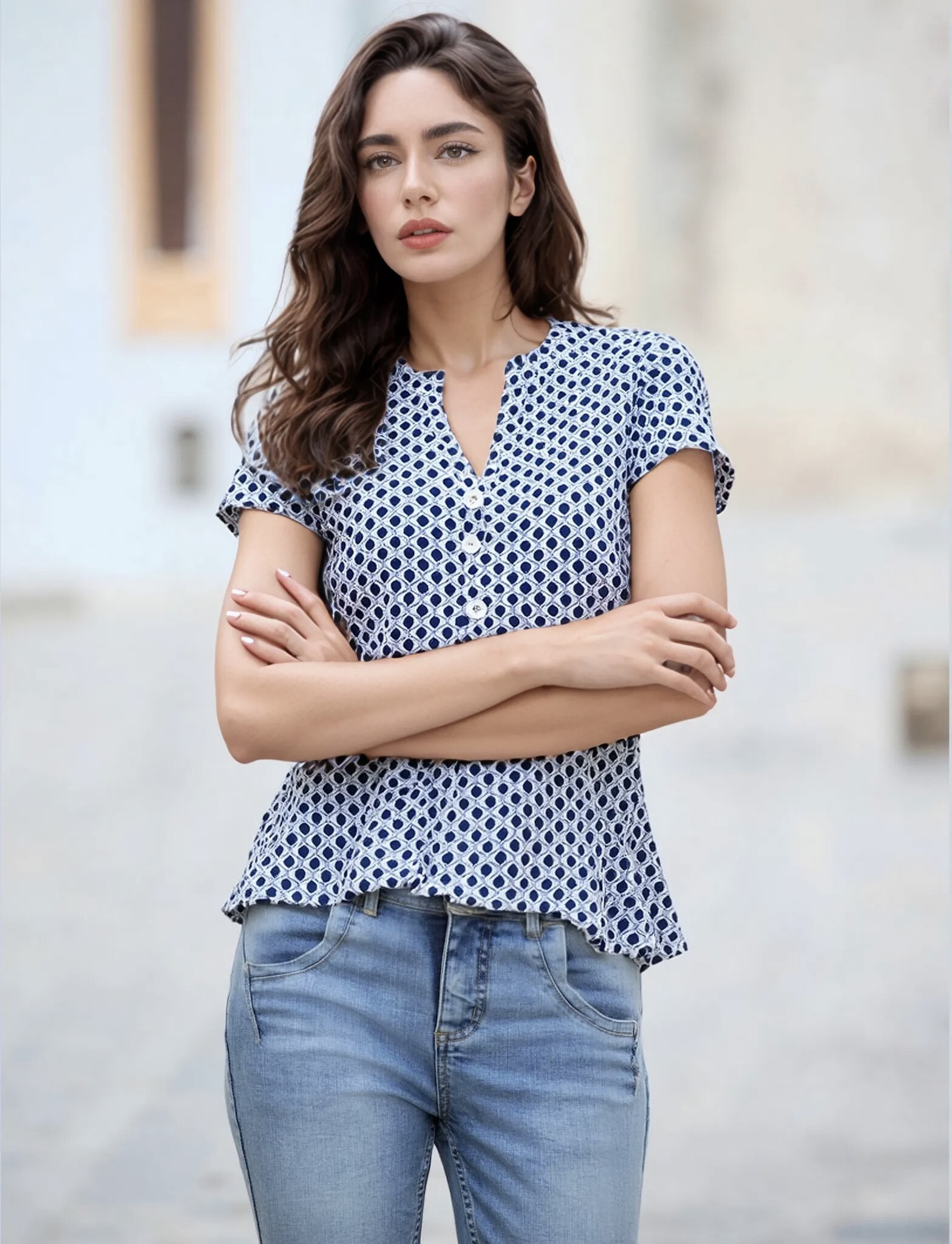 Wholesaler Joy's - Printed stretch blouse