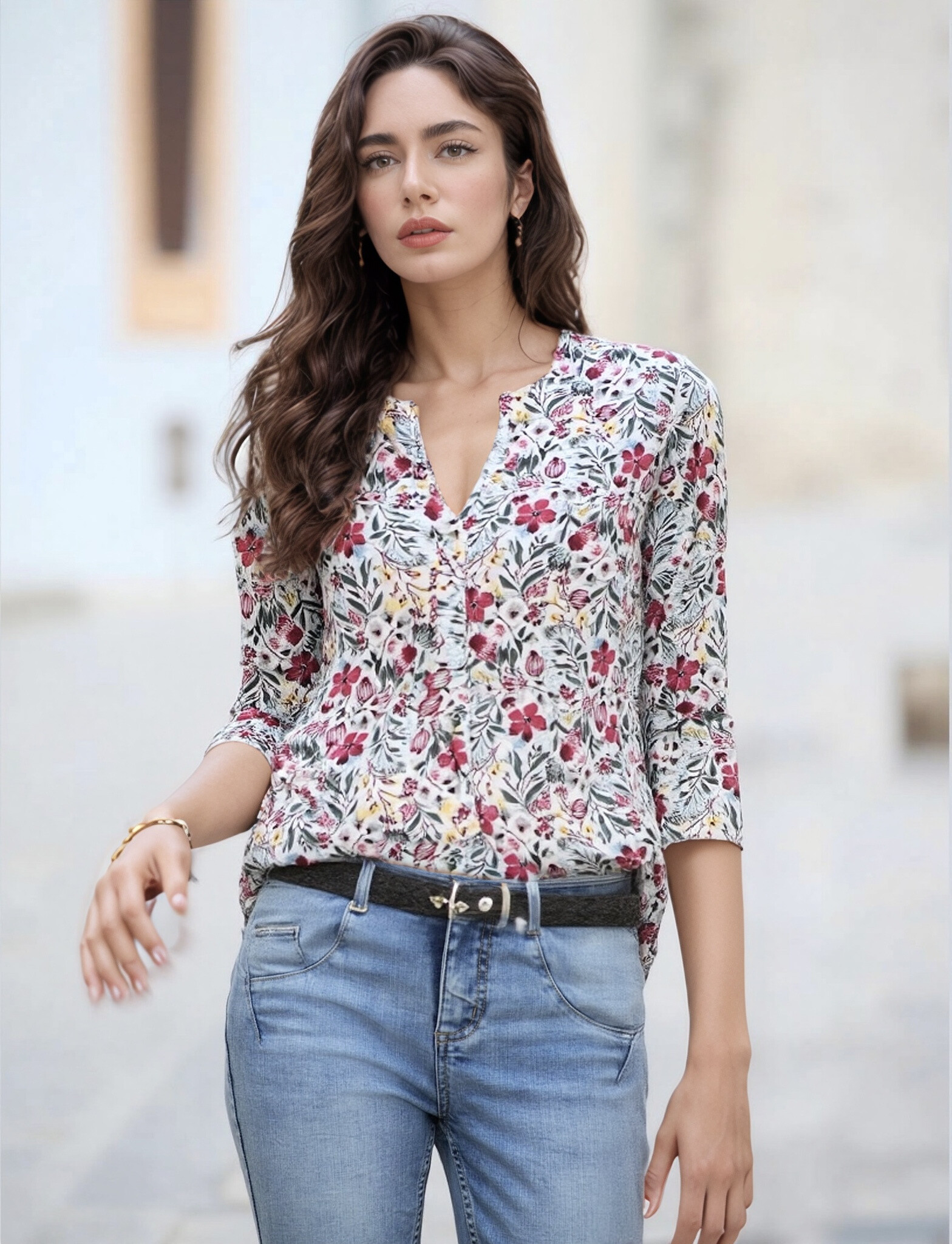Grossiste Joy's - Blouse stretch à imprimé