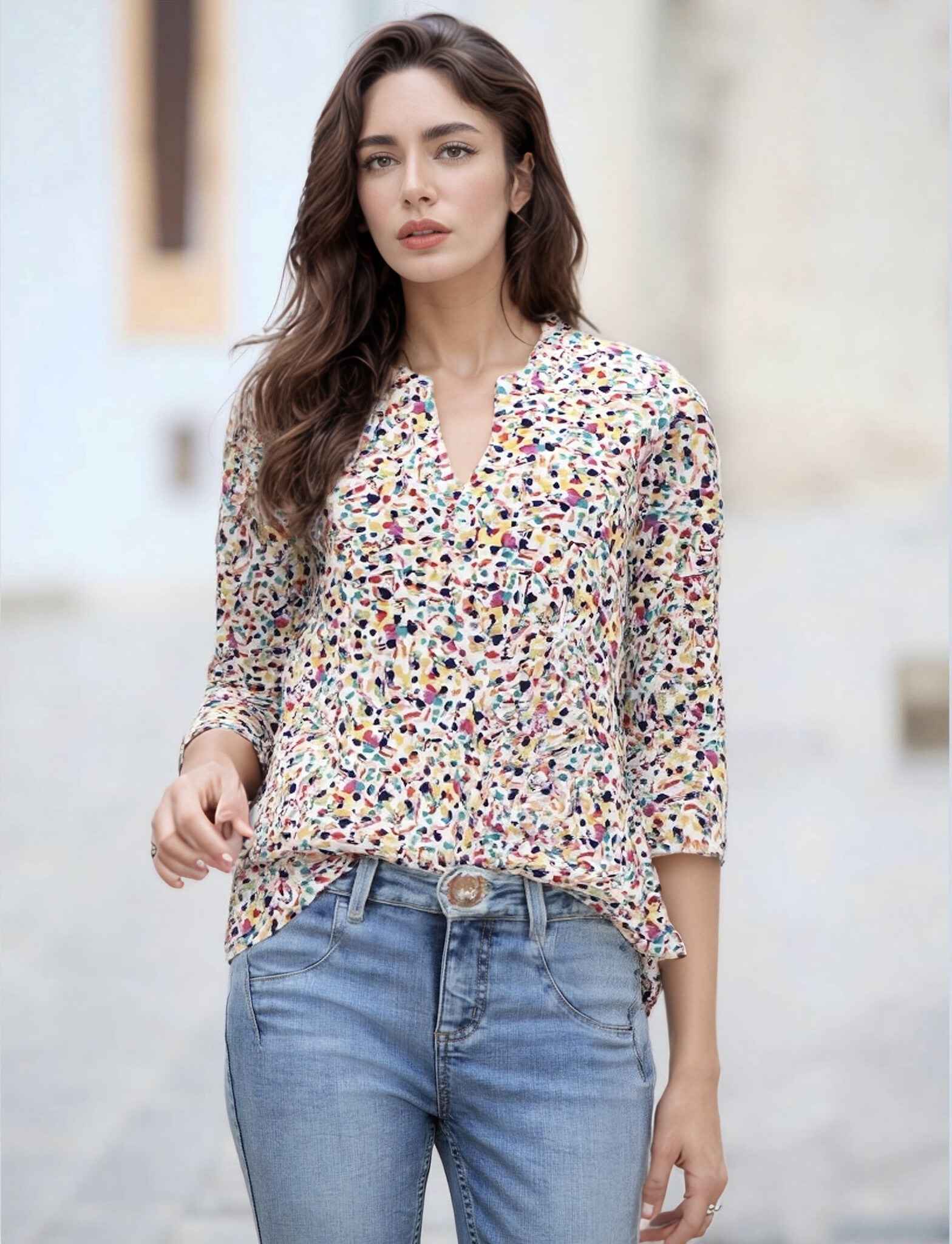 Grossiste Joy's - Blouse stretch à imprimé