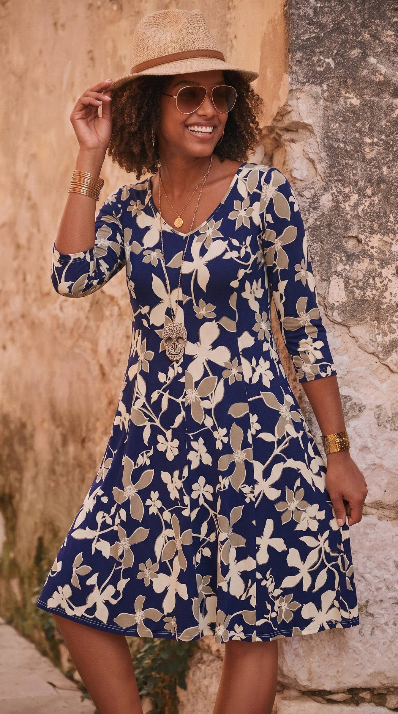 Mayorista Joy's - Vestido corto acampanado con estampado Joy's Hecho en Francia