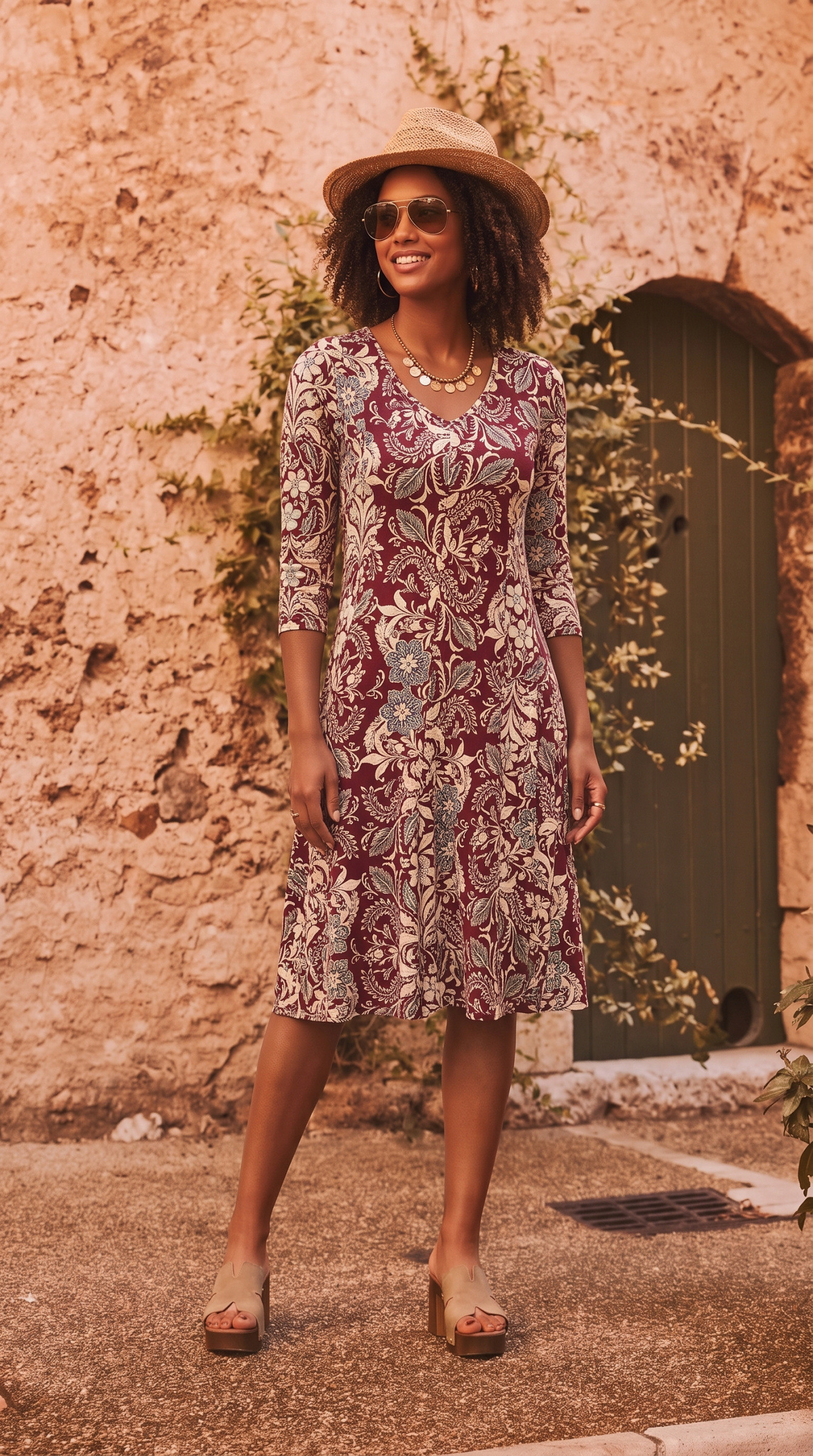 Mayorista Joy's - Vestido corto acampanado con estampado de Joy's Hecho en Francia