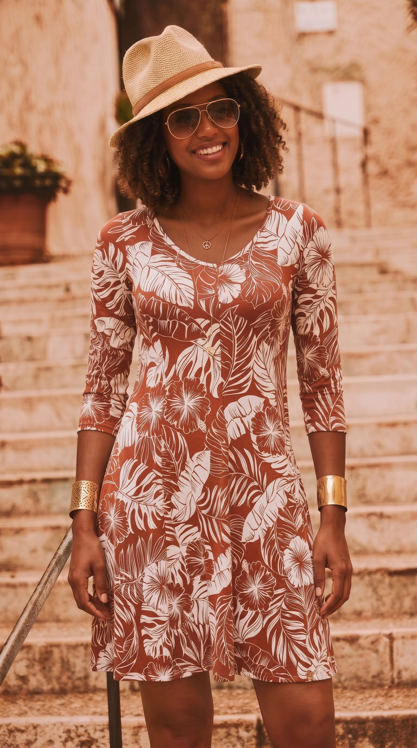 Mayorista Joy's - Vestido corto acampanado con estampado de Joy's Hecho en Francia