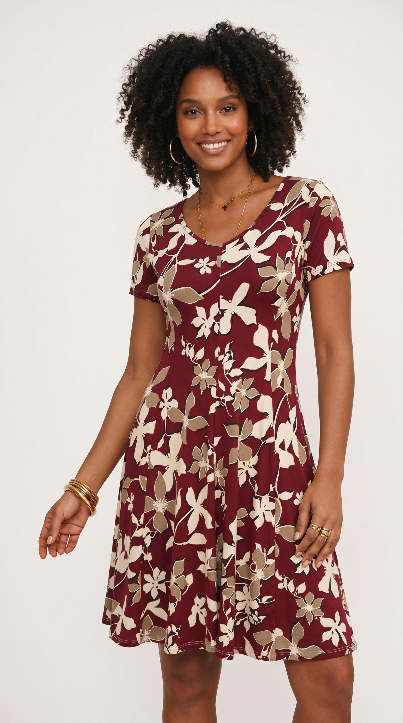 Großhändler Joy's - Kurzes ausgestelltes Kleid mit Joy's Print Made in France