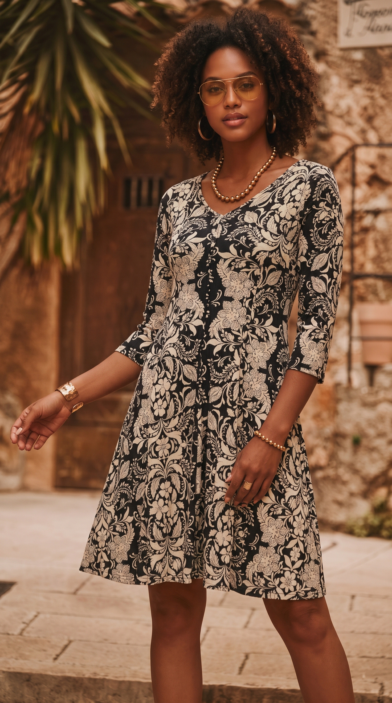 Mayorista Joy's - Vestido corto acampanado con estampado de Joy's Hecho en Francia