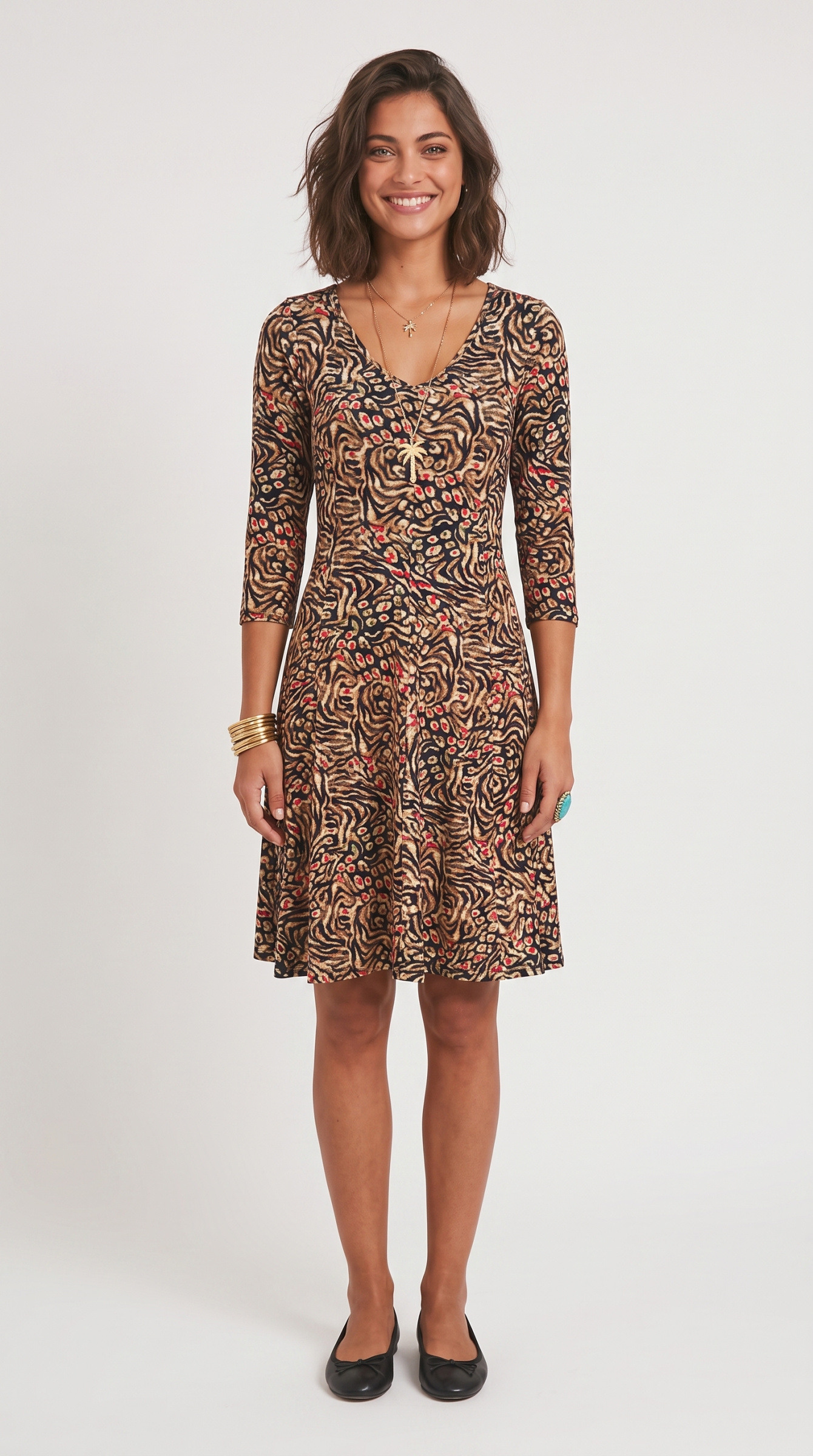 Großhändler Joy's - Bedrucktes Kleid HEATFABRIC MADE IN FRANCE