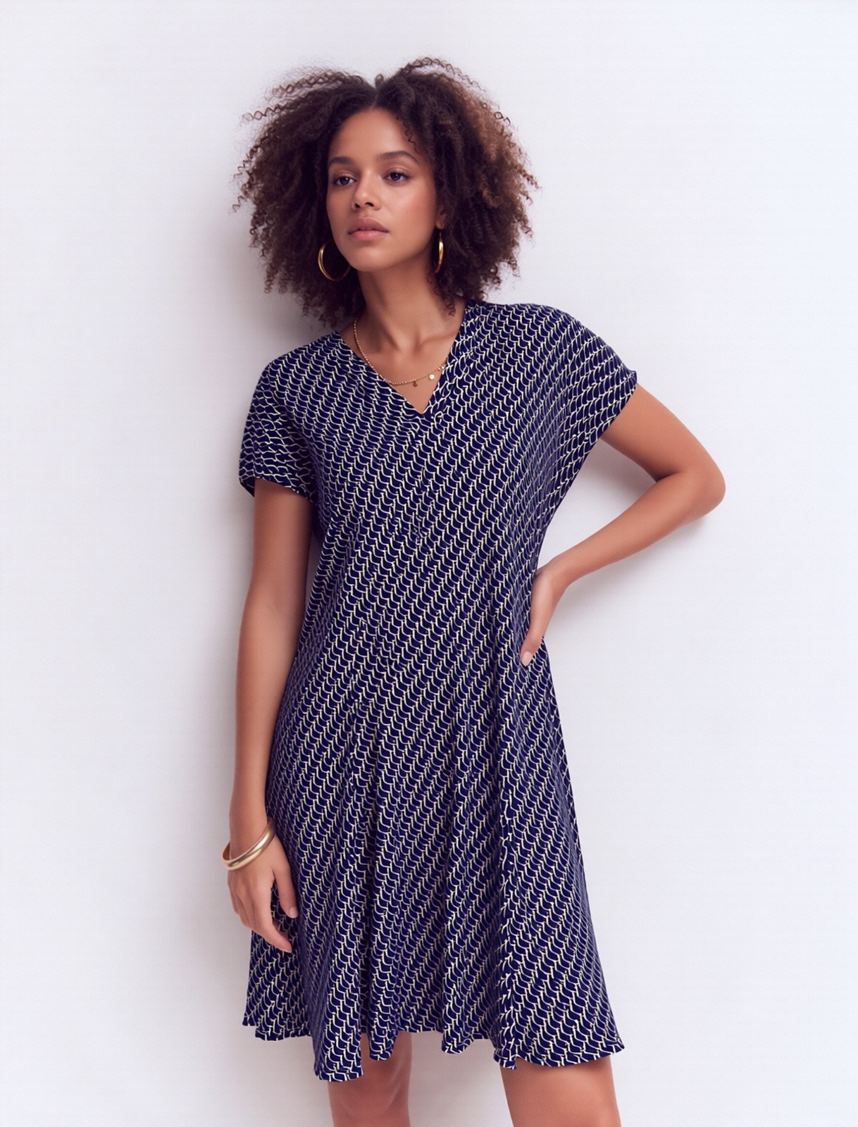 Wholesaler Joy's - Flared dress with Joy's print Made in France