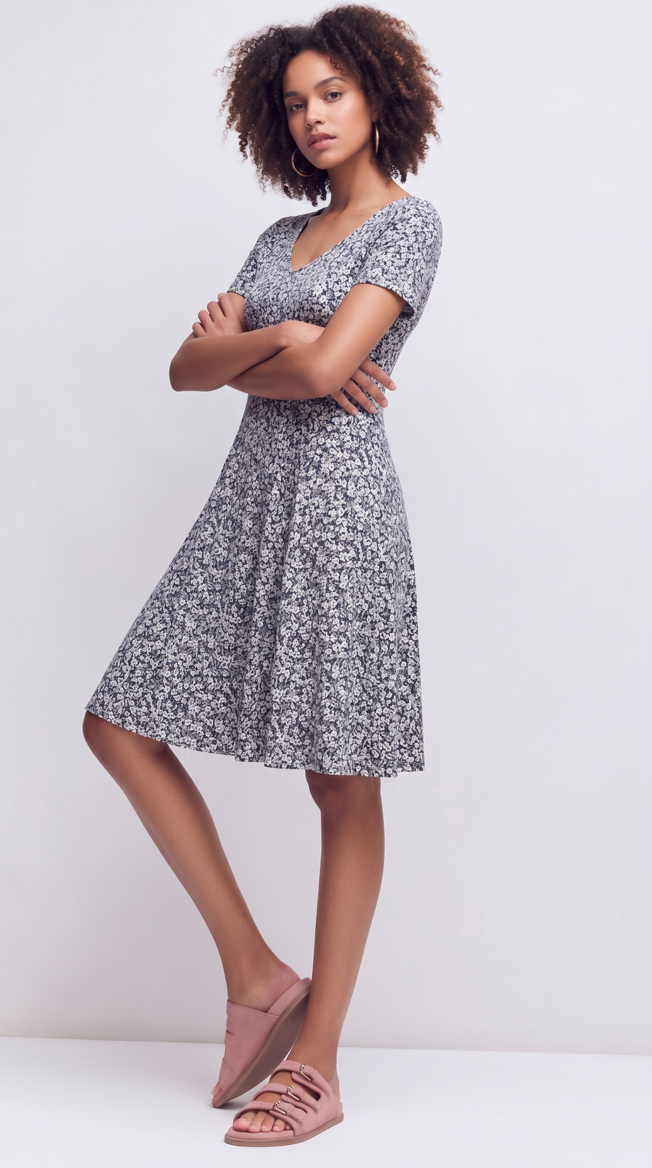 Wholesaler Joy's - Flared short dress with Joy's print Made in France