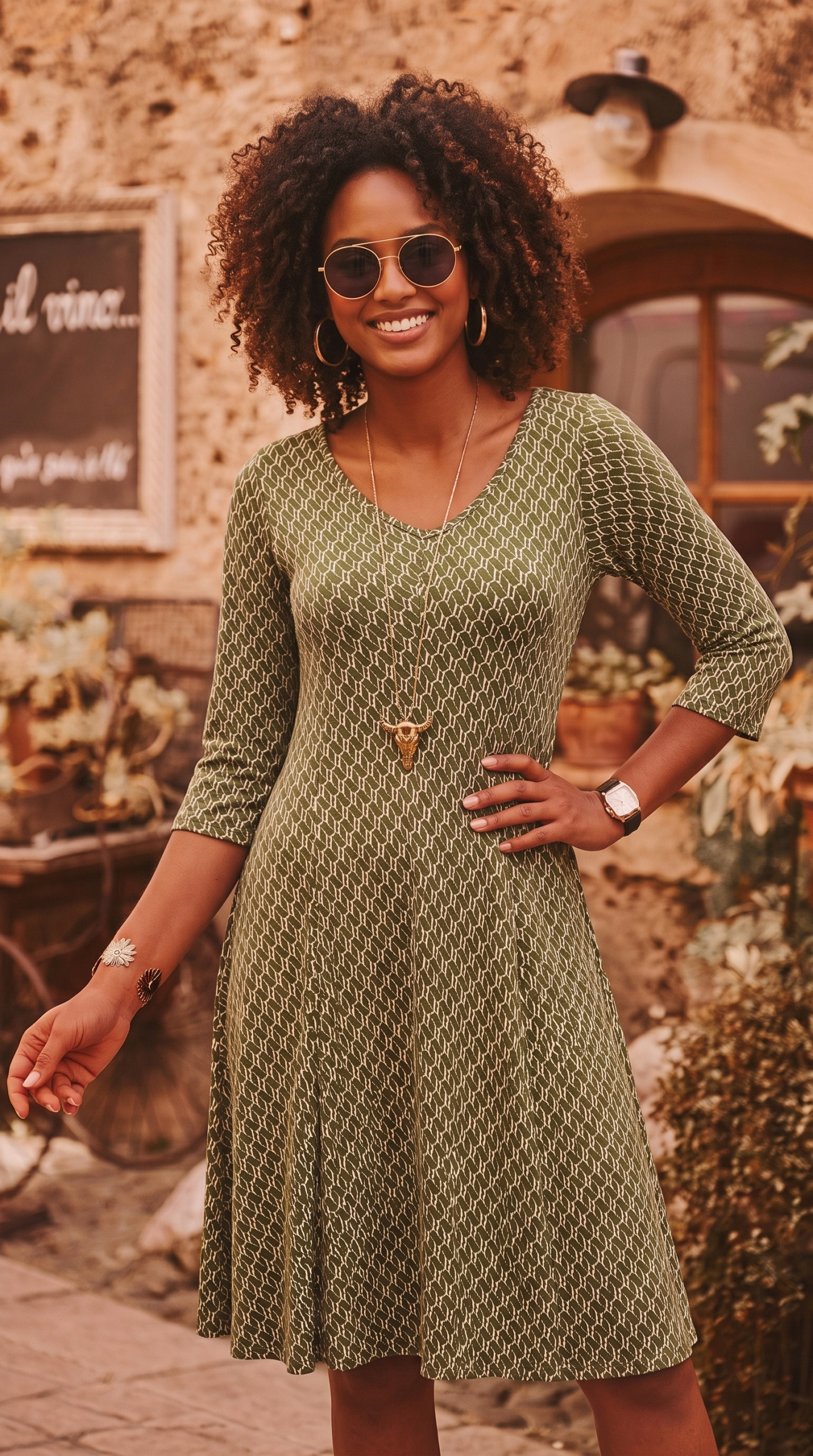 Mayorista Joy's - Vestido corto acampanado con estampado de Joy's Hecho en Francia