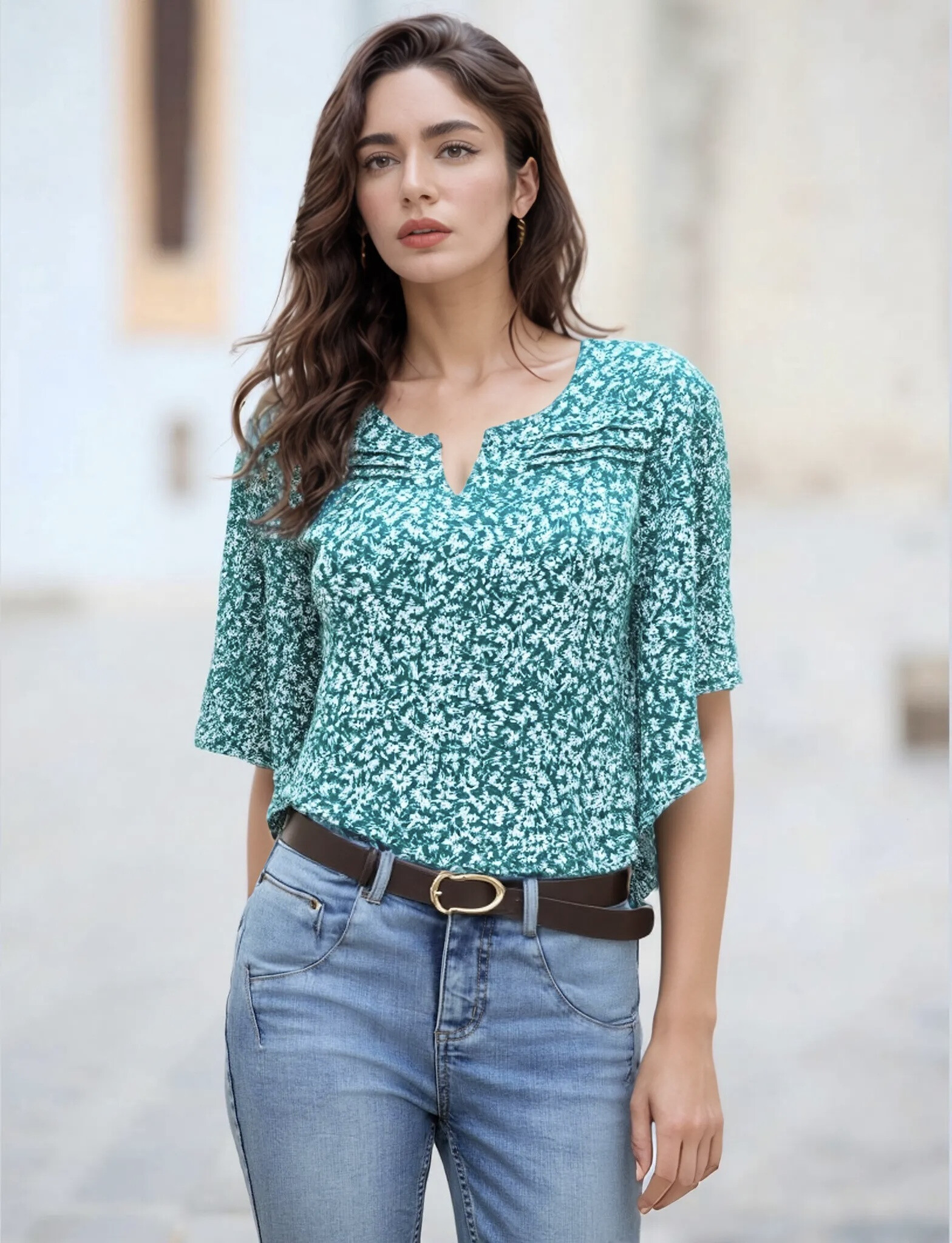 Wholesaler Joy's - Printed tunic with batwing sleeves