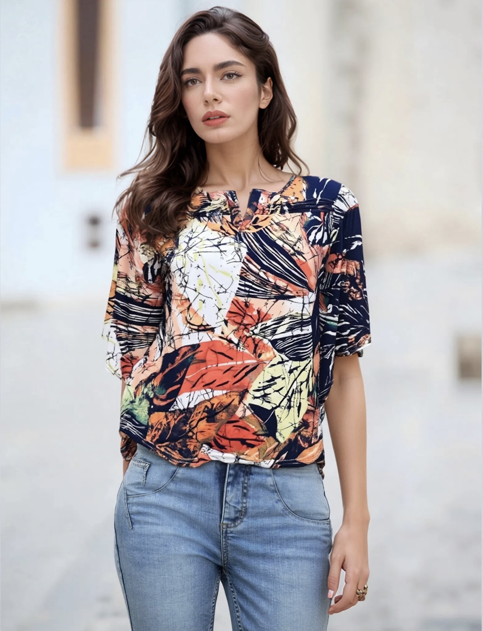 Grossiste Joy's - Tunique imprimée manche chauve souris