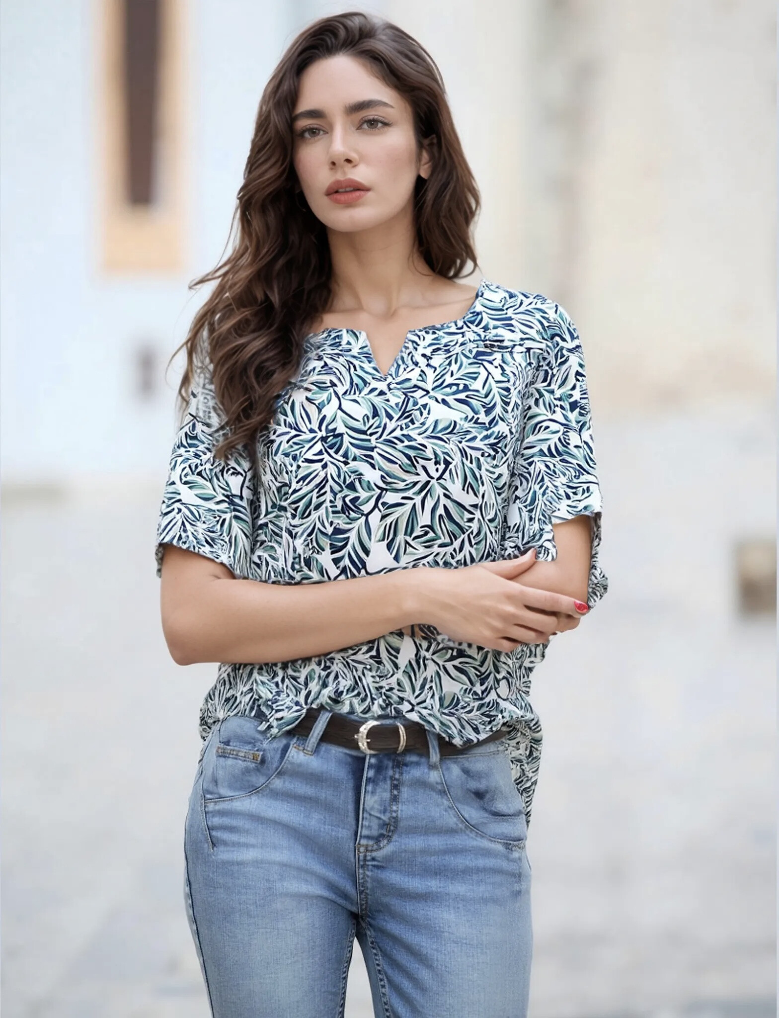 Wholesaler Joy's - Printed tunic with batwing sleeves