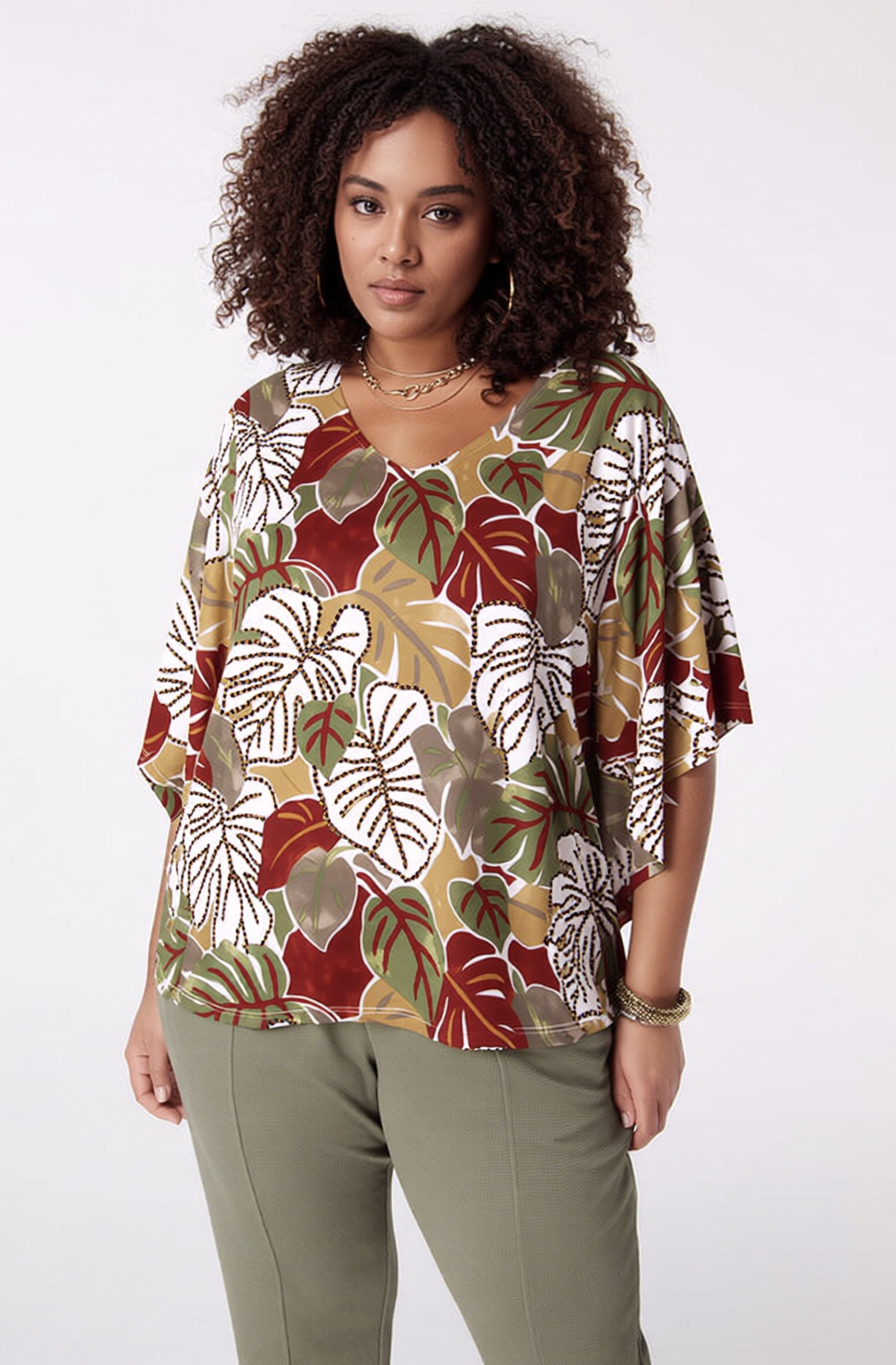 Wholesaler Joy's - Printed Plus Size Top