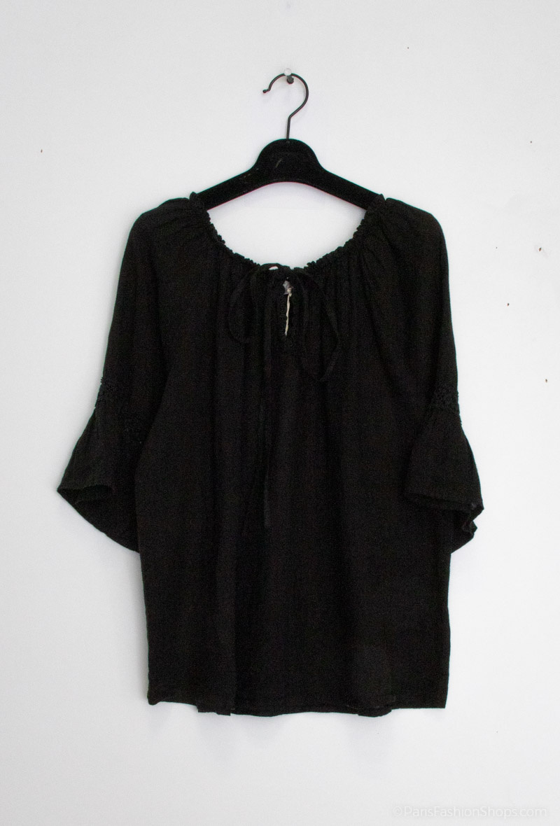 Wholesaler JOYNA - LINEN BLOUSE WITH LACE