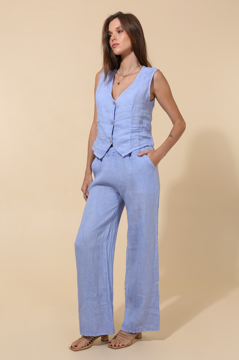 Wholesaler JOYNA - SLEEVELESS LINEN VEST