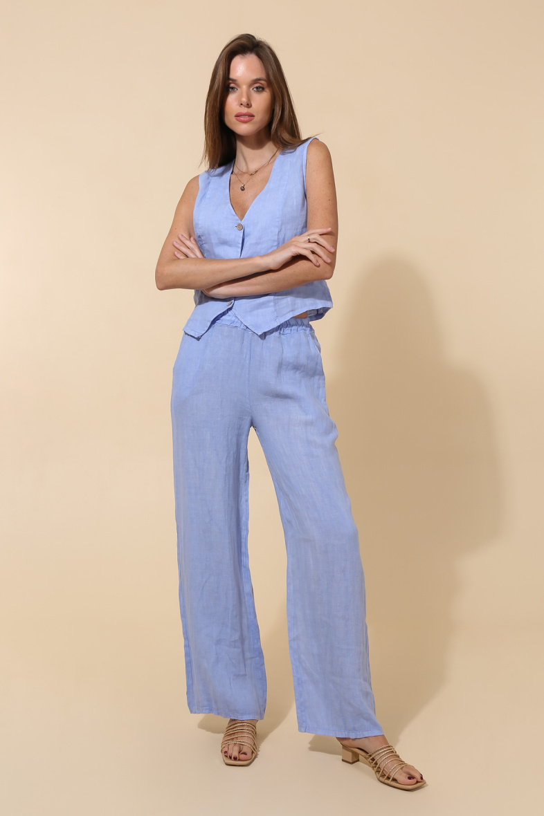 Wholesaler JOYNA - ELASTIC WAIST LINEN TROUSERS