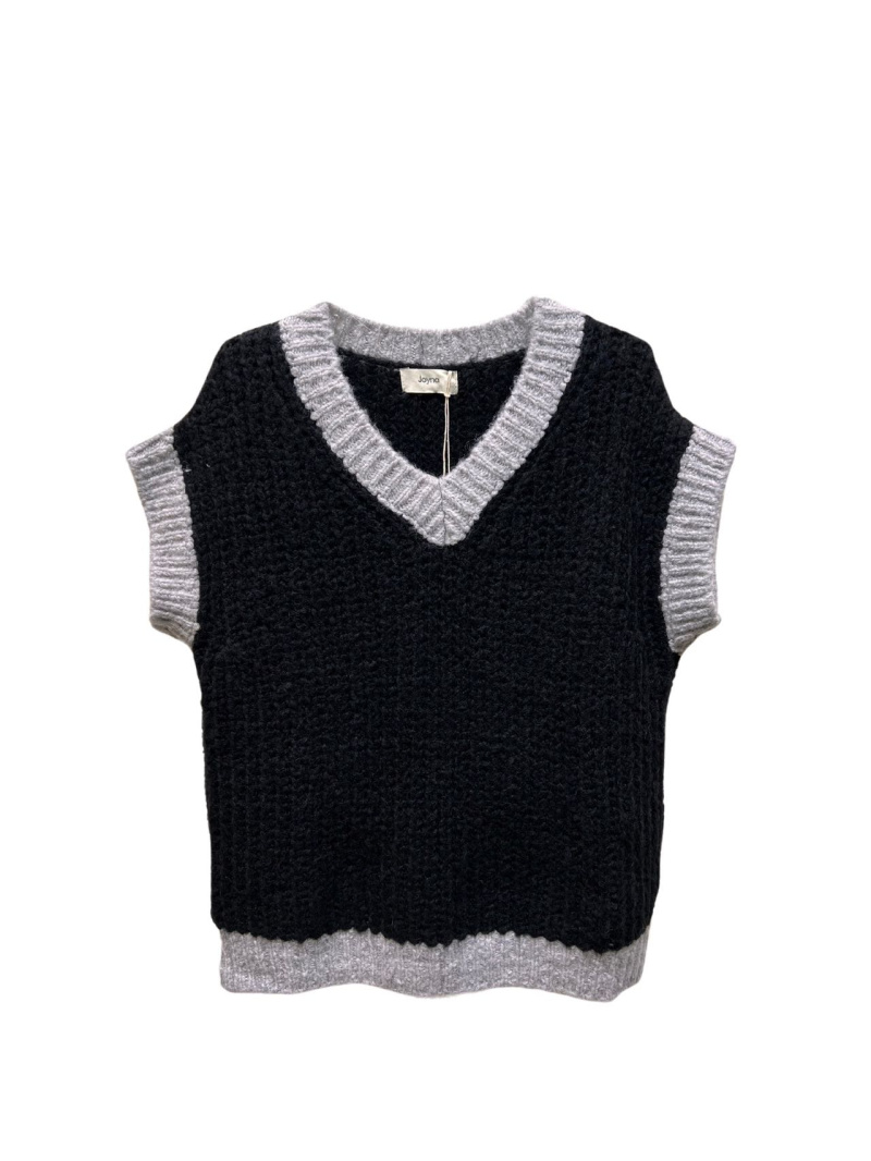 Wholesaler JOYNA - two-tone sleeveless sweater
