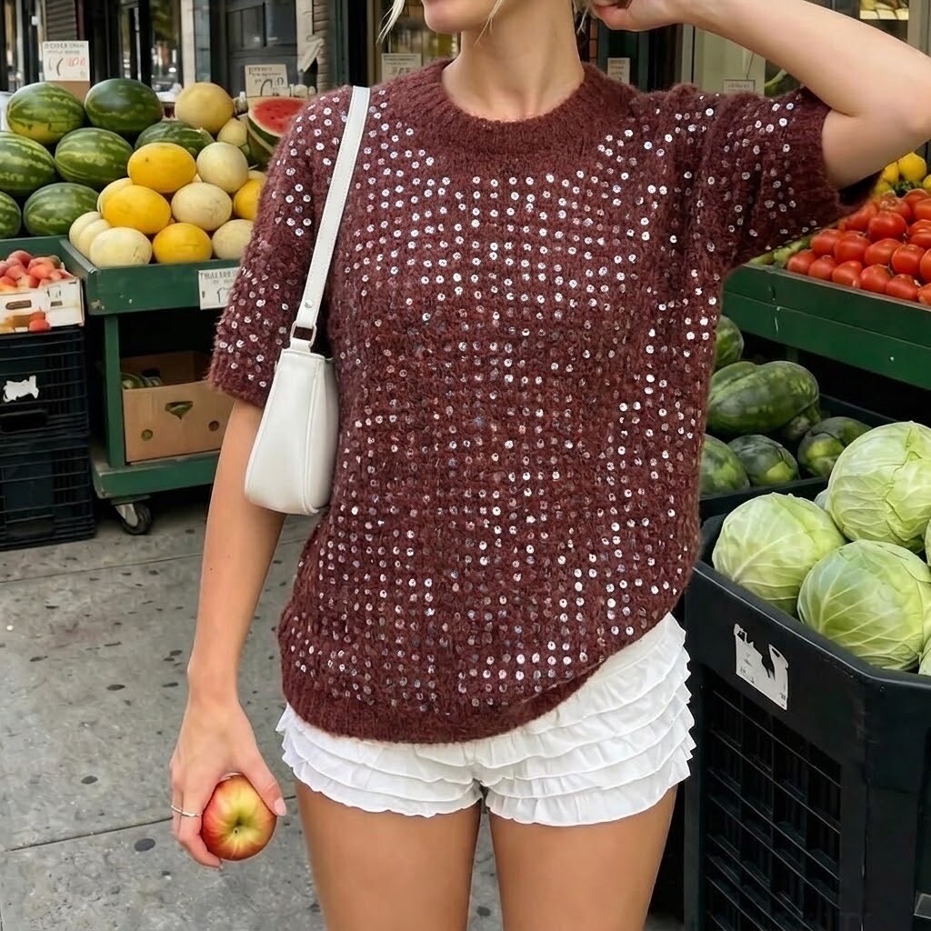 Wholesaler JOYNA - Sleeveless sequin knit sweater