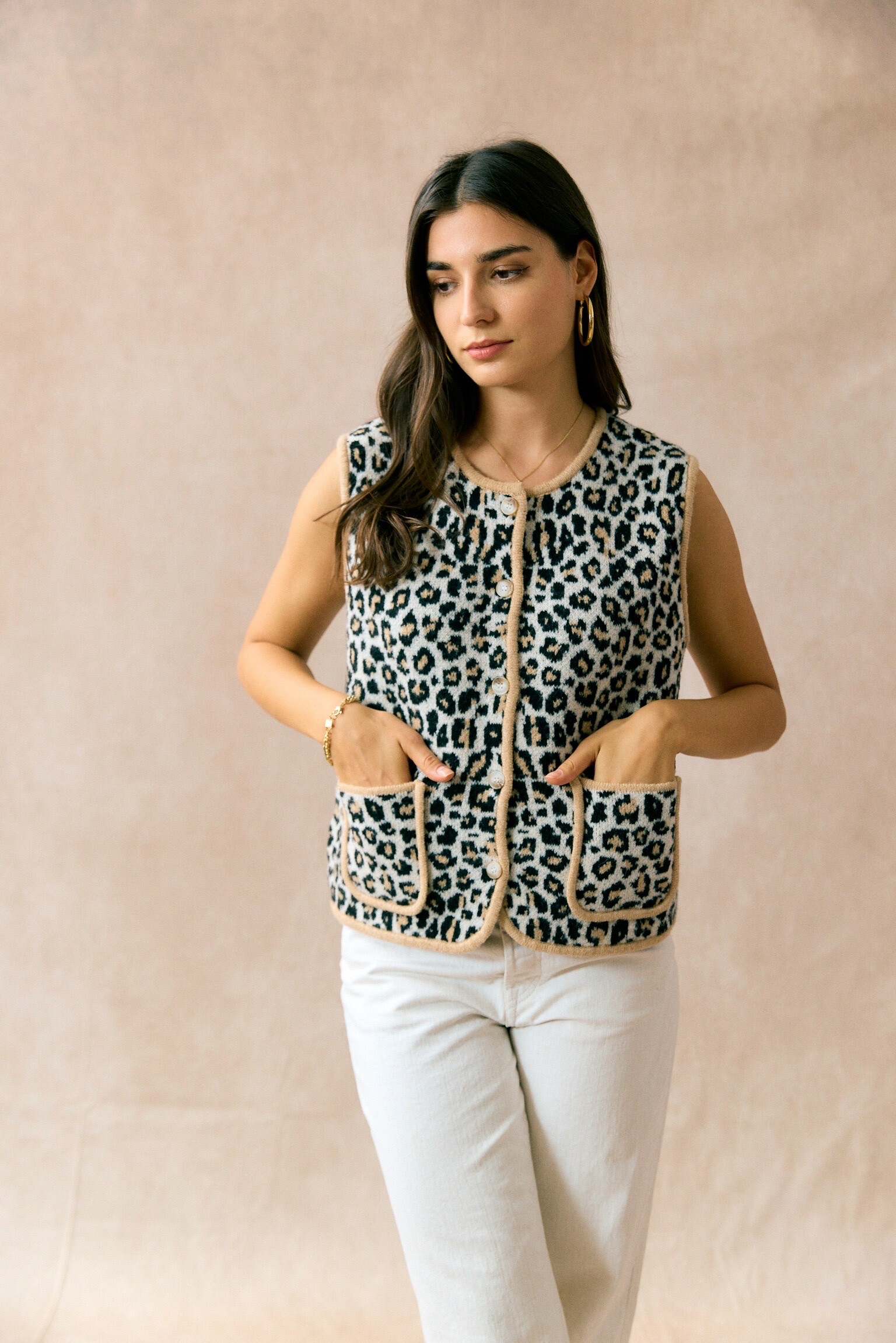 Wholesaler JS Millenium - Leopard Sleeveless Knitted Vest