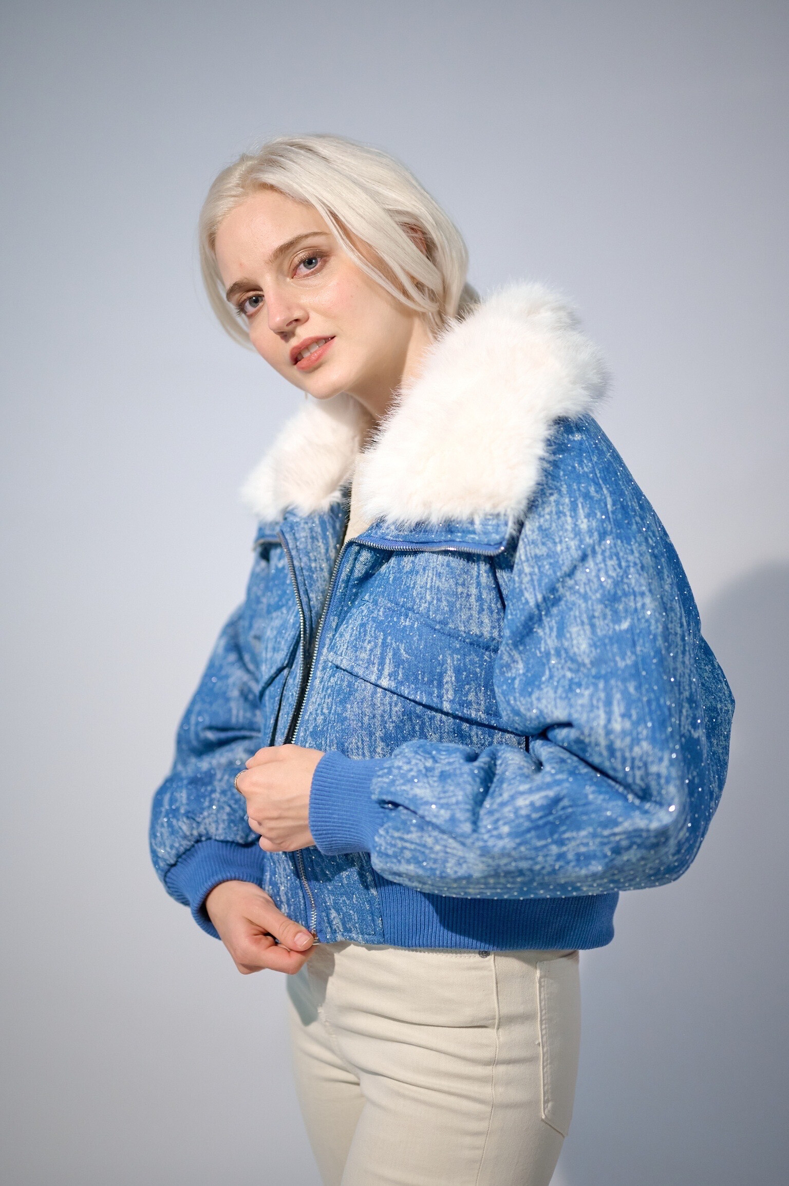 Wholesaler JS Millenium - Short faux fur coat with rhinestones