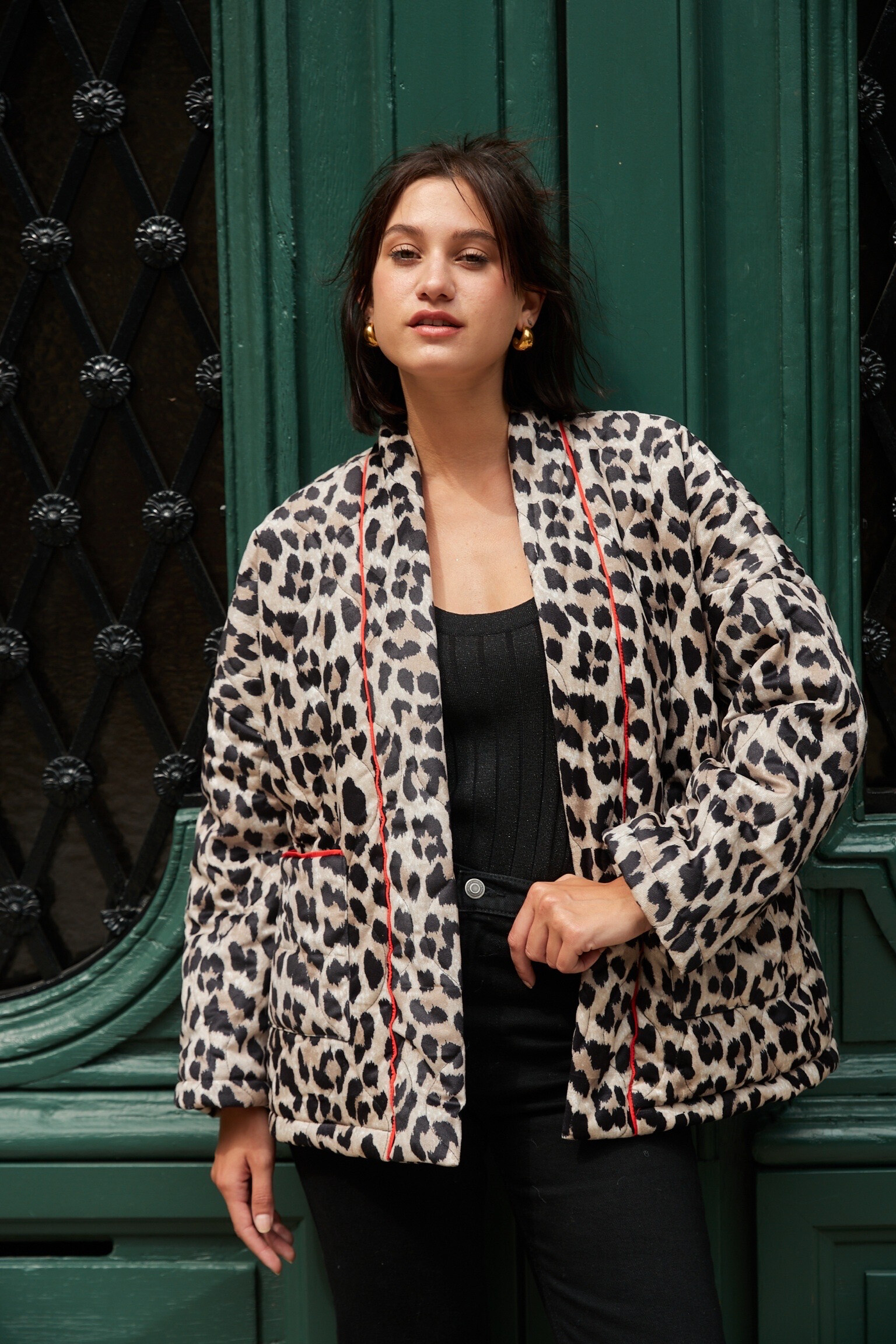 Wholesaler JS Millenium - Leopard Quilted Coats with Red Details