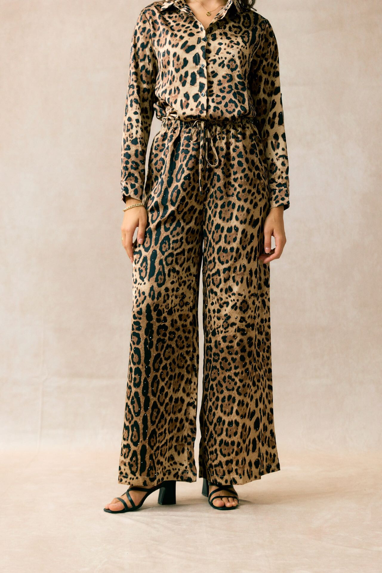 Wholesaler JS Millenium - Fluid leopard pants with rhinestones