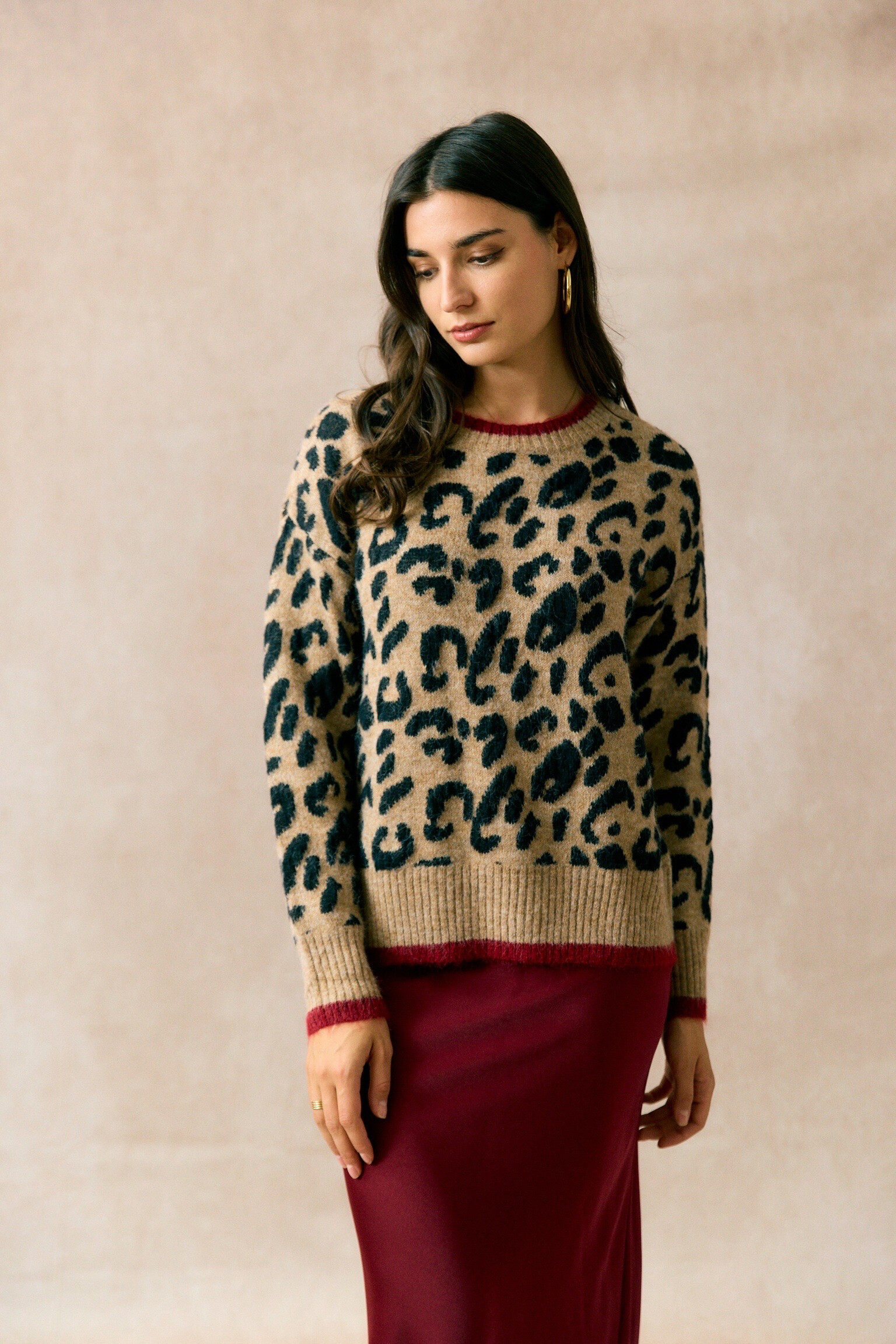 Wholesaler JS Millenium - Red detail leopard sweater