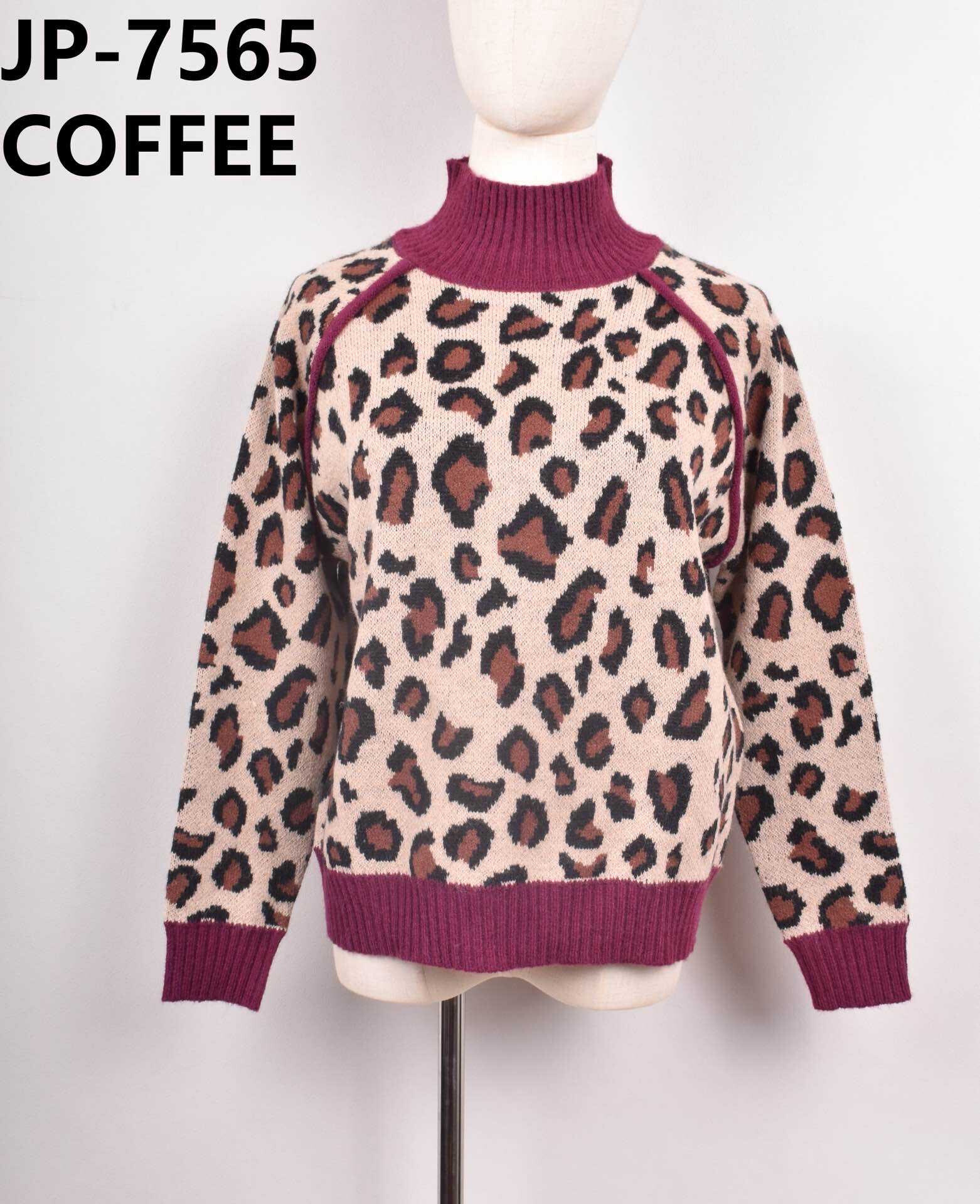 Wholesaler JS Millenium - Leopard sweater turtleneck in purple